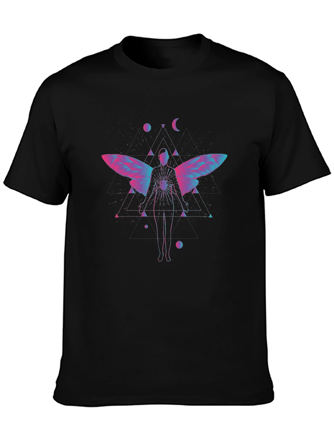 Black Geometric Fairy Graphic Tee - Black view 3