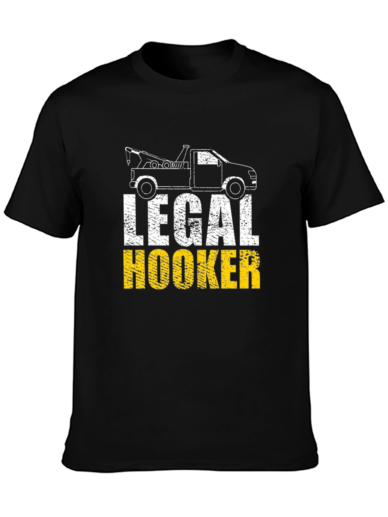 Black Legal Hooker T-Shirt - Tow Truck Humor view 3