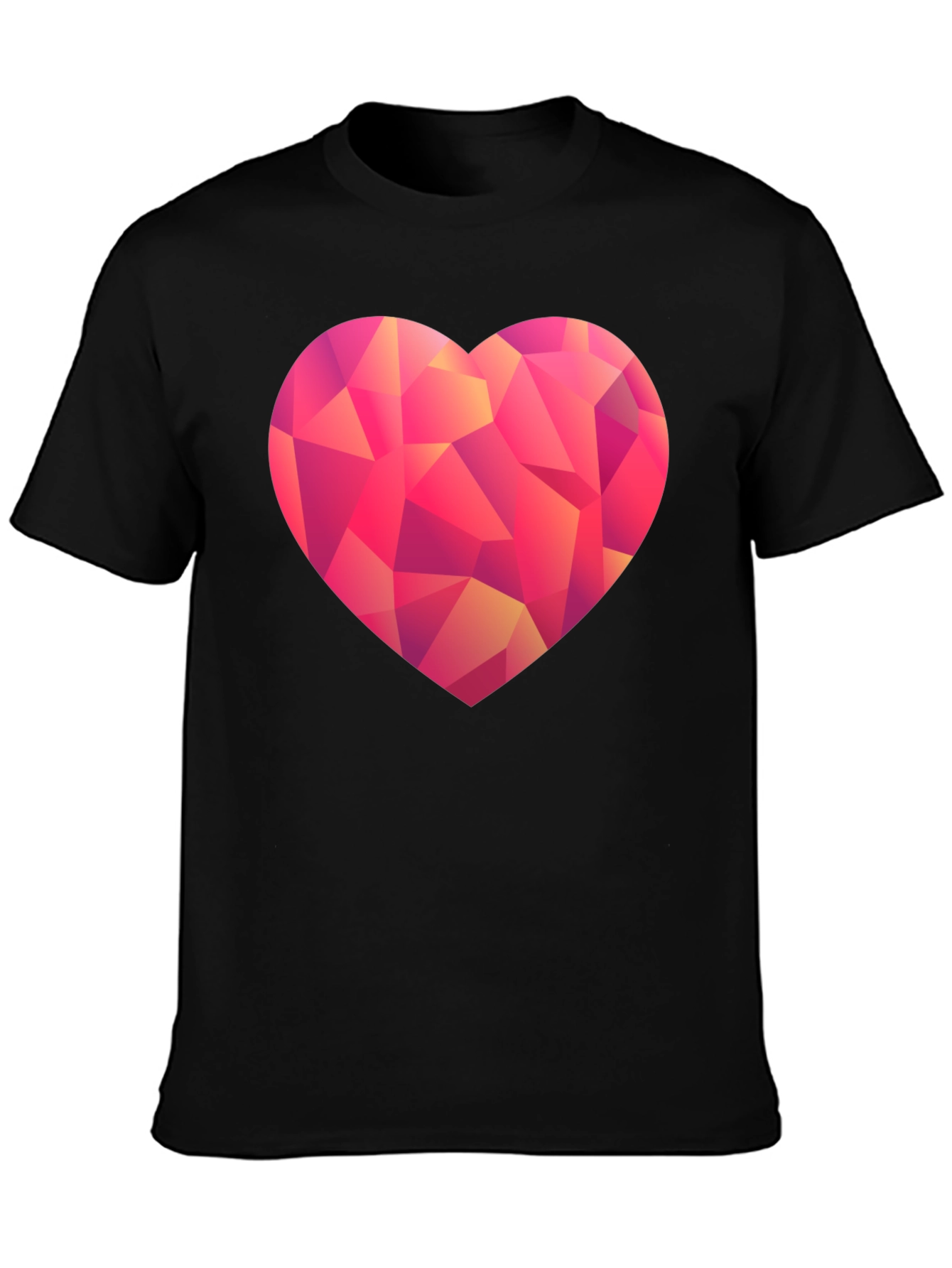 Black Geometric Heart Graphic T-Shirt - Black view 3