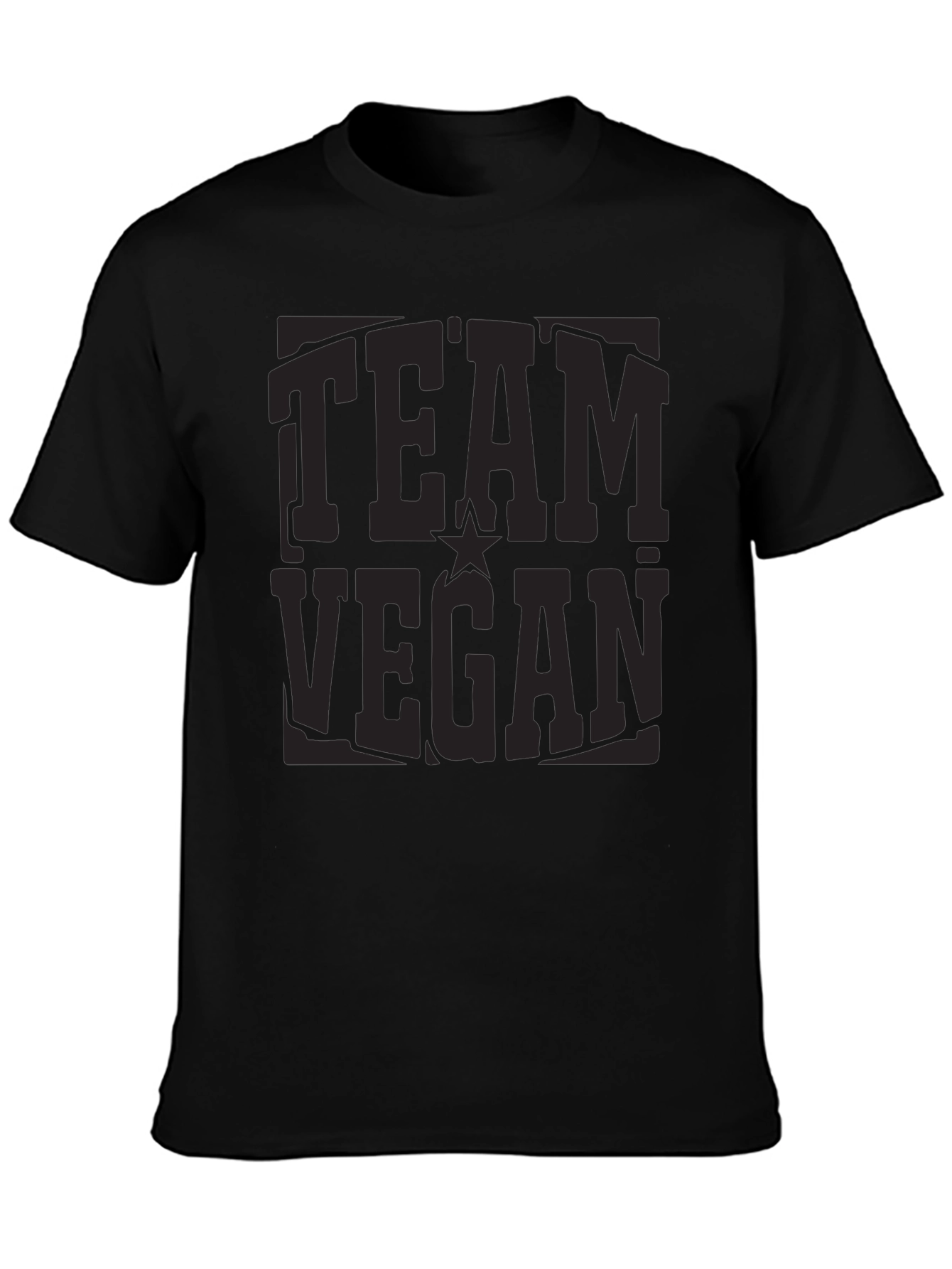 Black Team Vegan Black Crewneck T-Shirt view 3