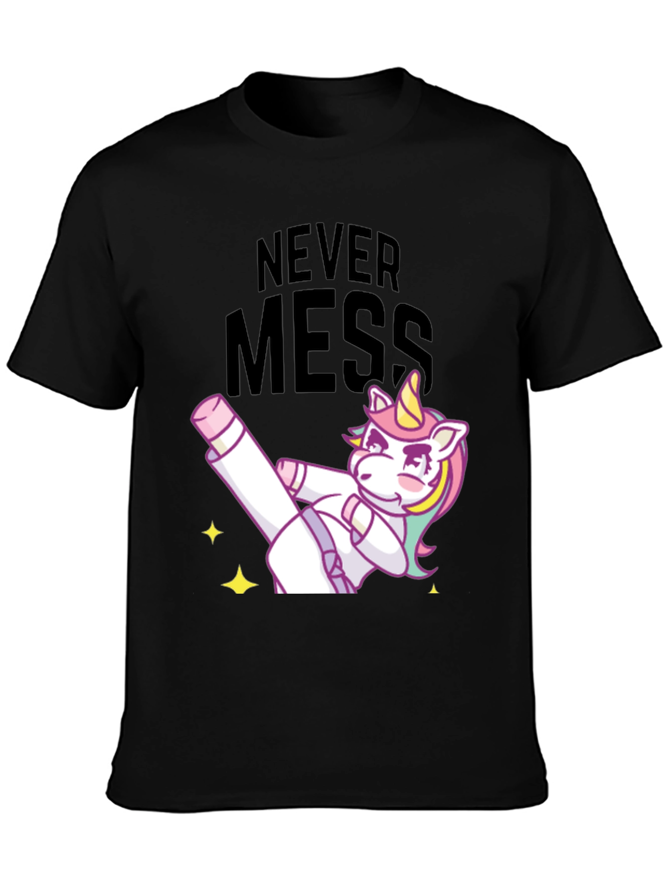 Black Never Mess With Unicorn Funny T-Shirt view 3