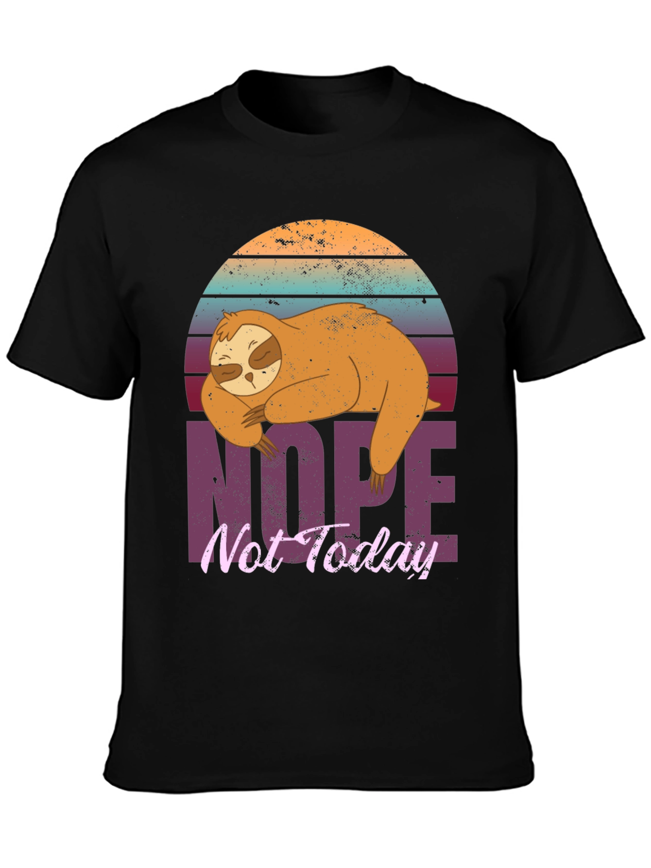 Black Sloth Nope Not Today Graphic T-Shirt view 3