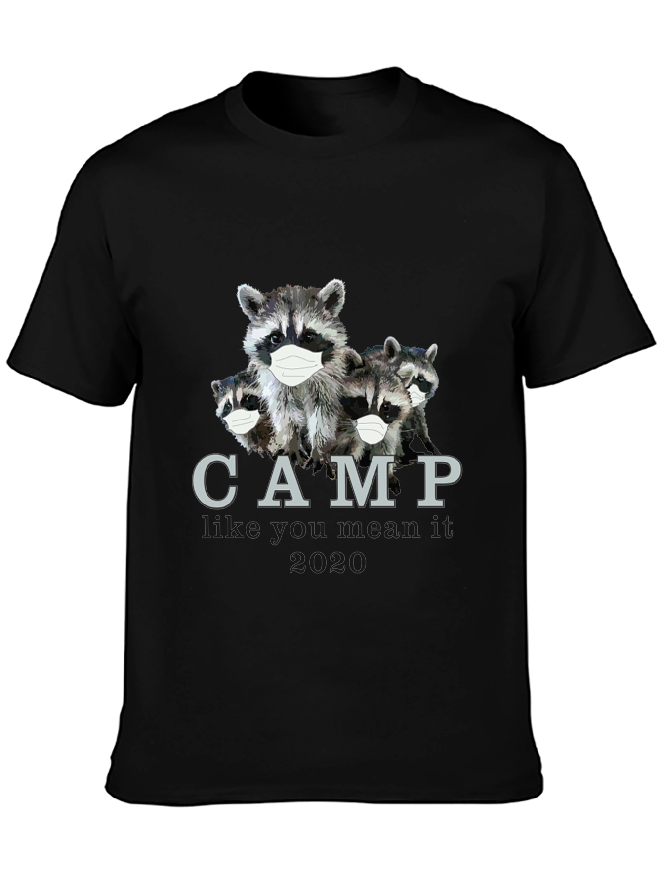 Black Raccoon Camp T-Shirt: Masked & Ready for 2020 view 3