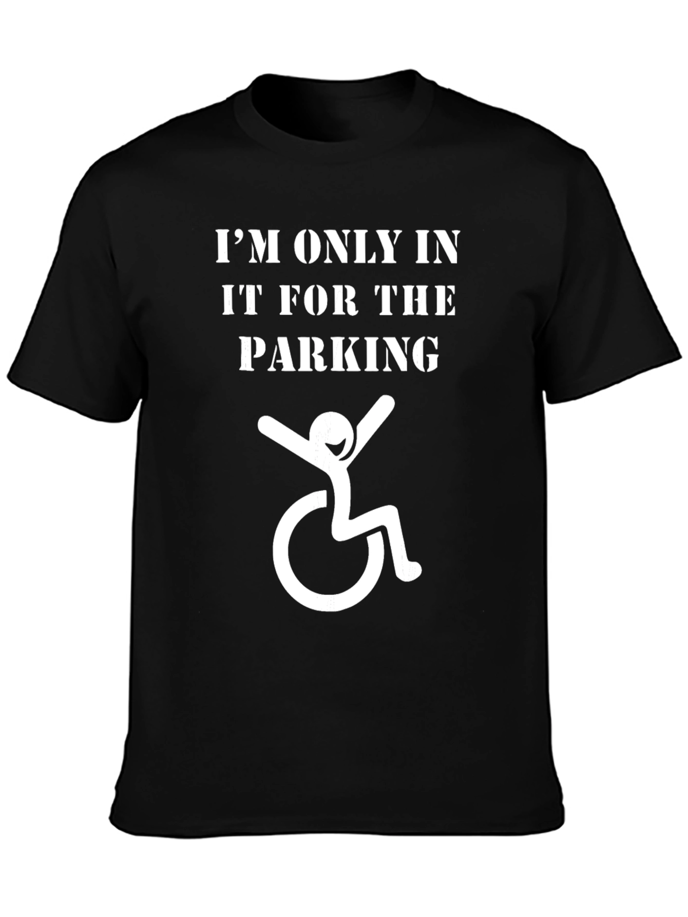 Black Funny Handicap Parking T-Shirt view 3