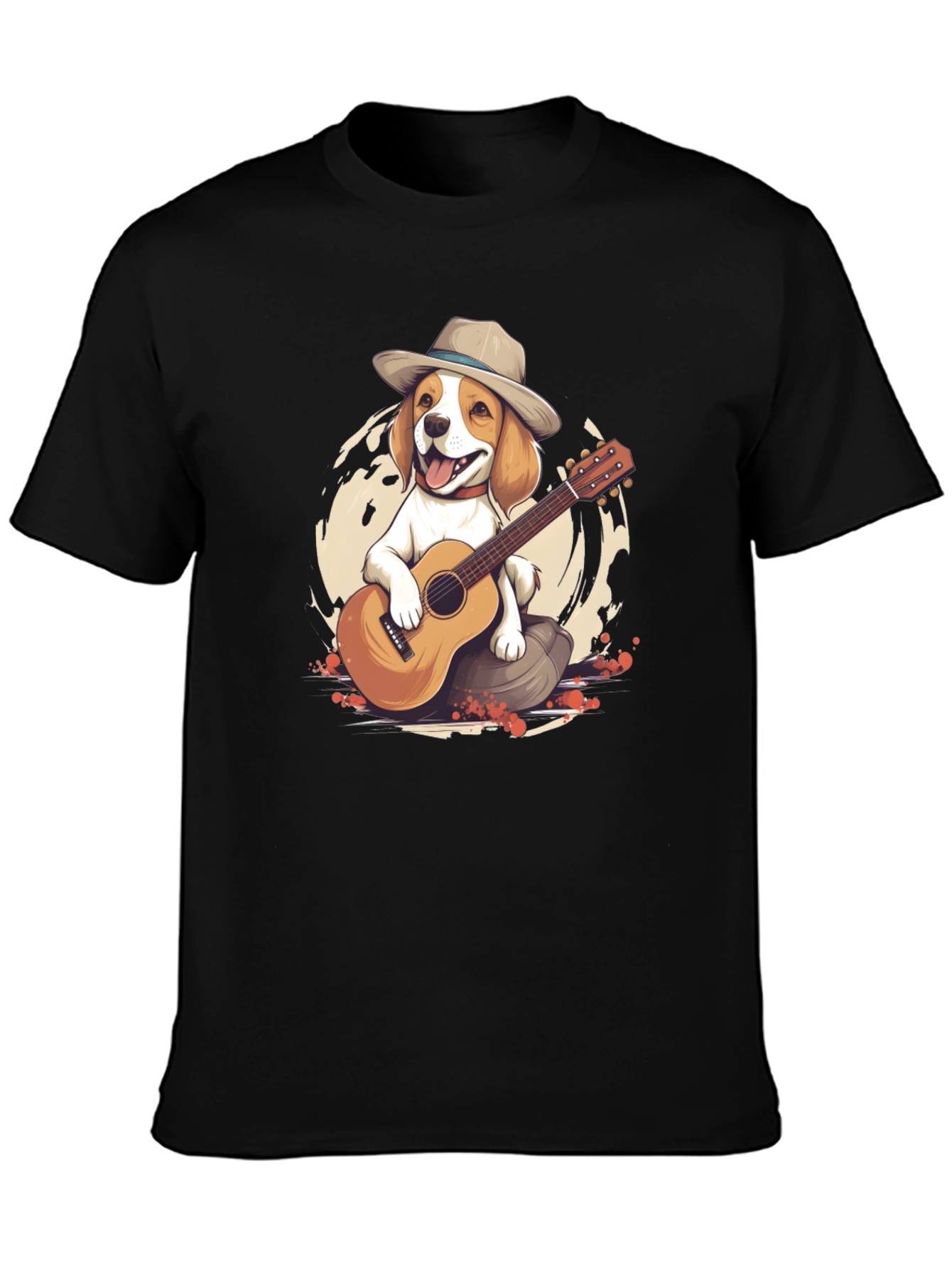 Black Dog Playing Guitar Graphic T-Shirt view 3