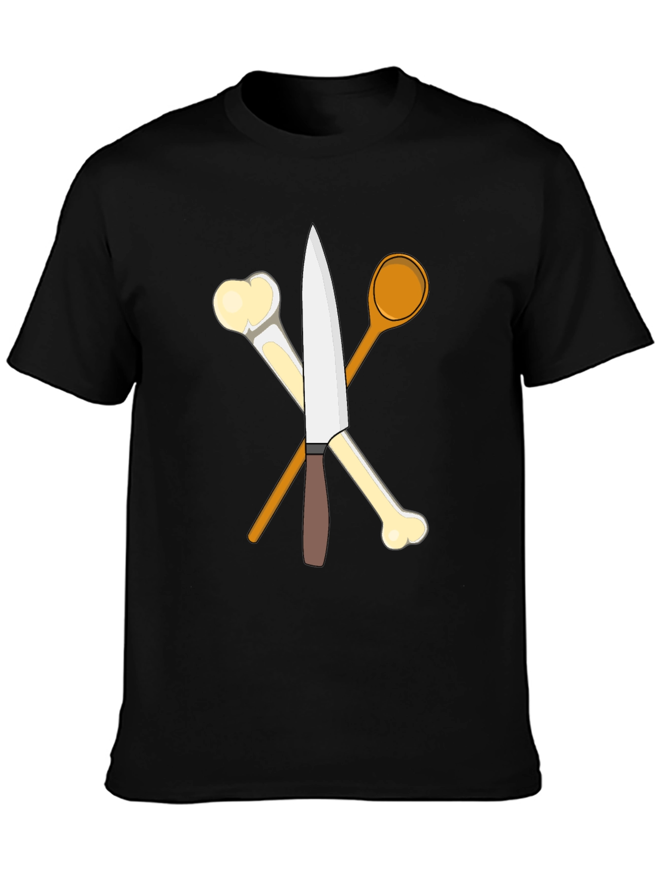 Chef's Knife, Bones, and Spoon Black T-Shirt - 3