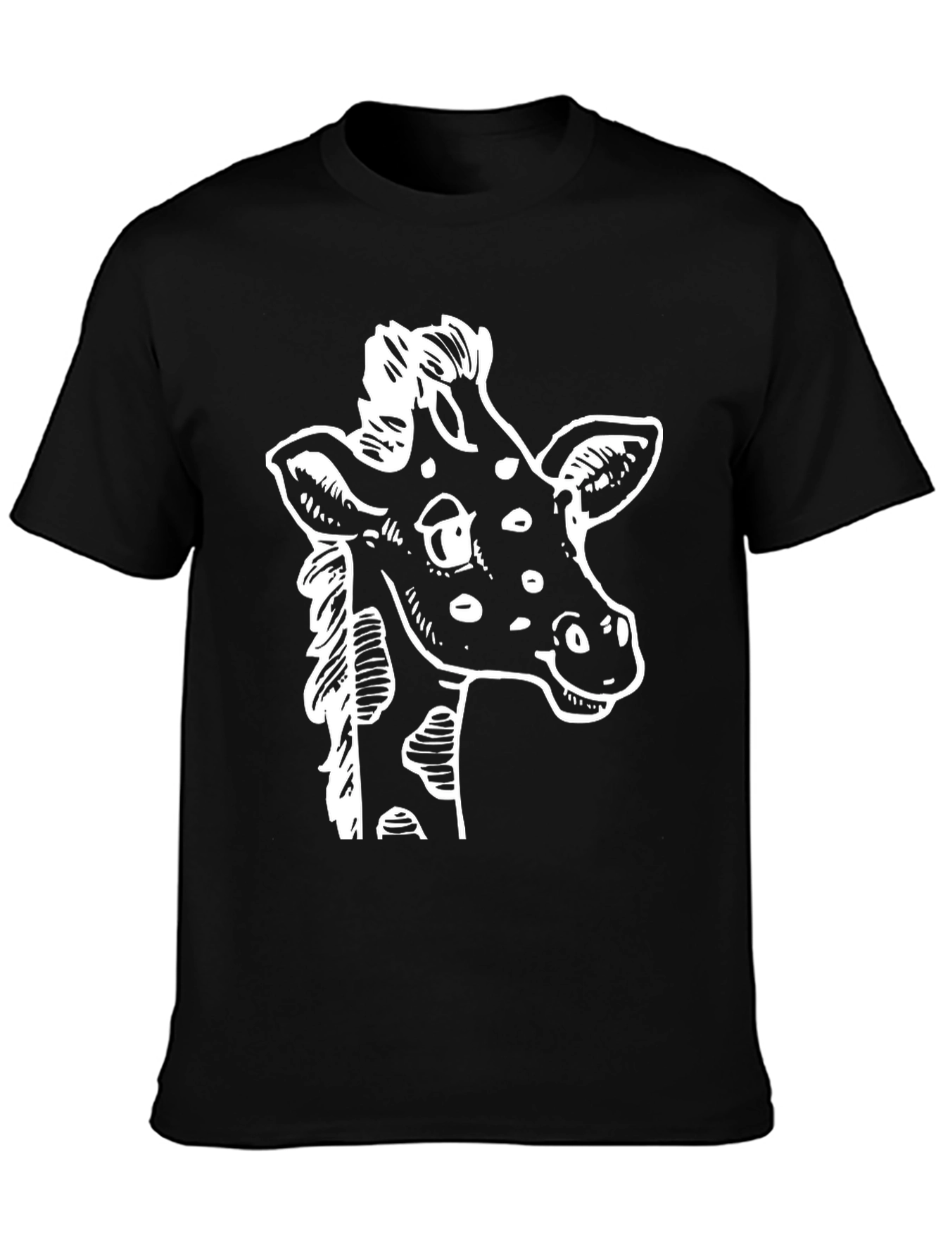 Black Giraffe Graphic Tee - Black Cotton T-Shirt view 3