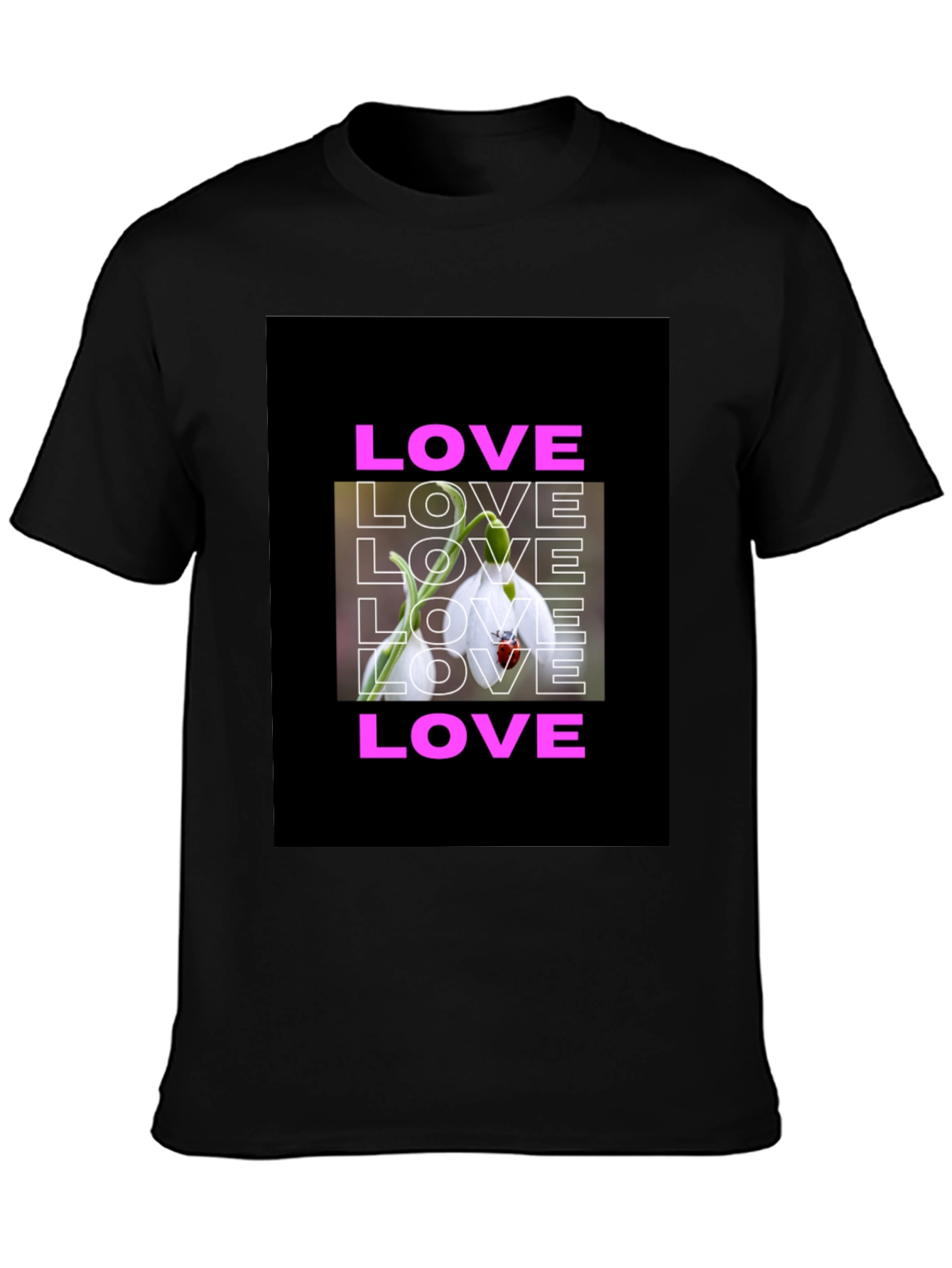 Black Love Flower Graphic T-Shirt - Black view 3