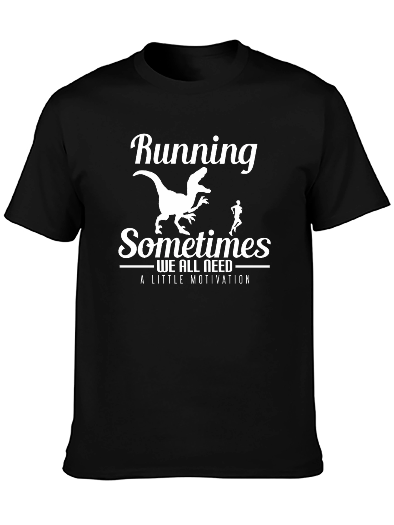 Black Running Dinosaur T-Shirt: Motivational Funny Tee view 3