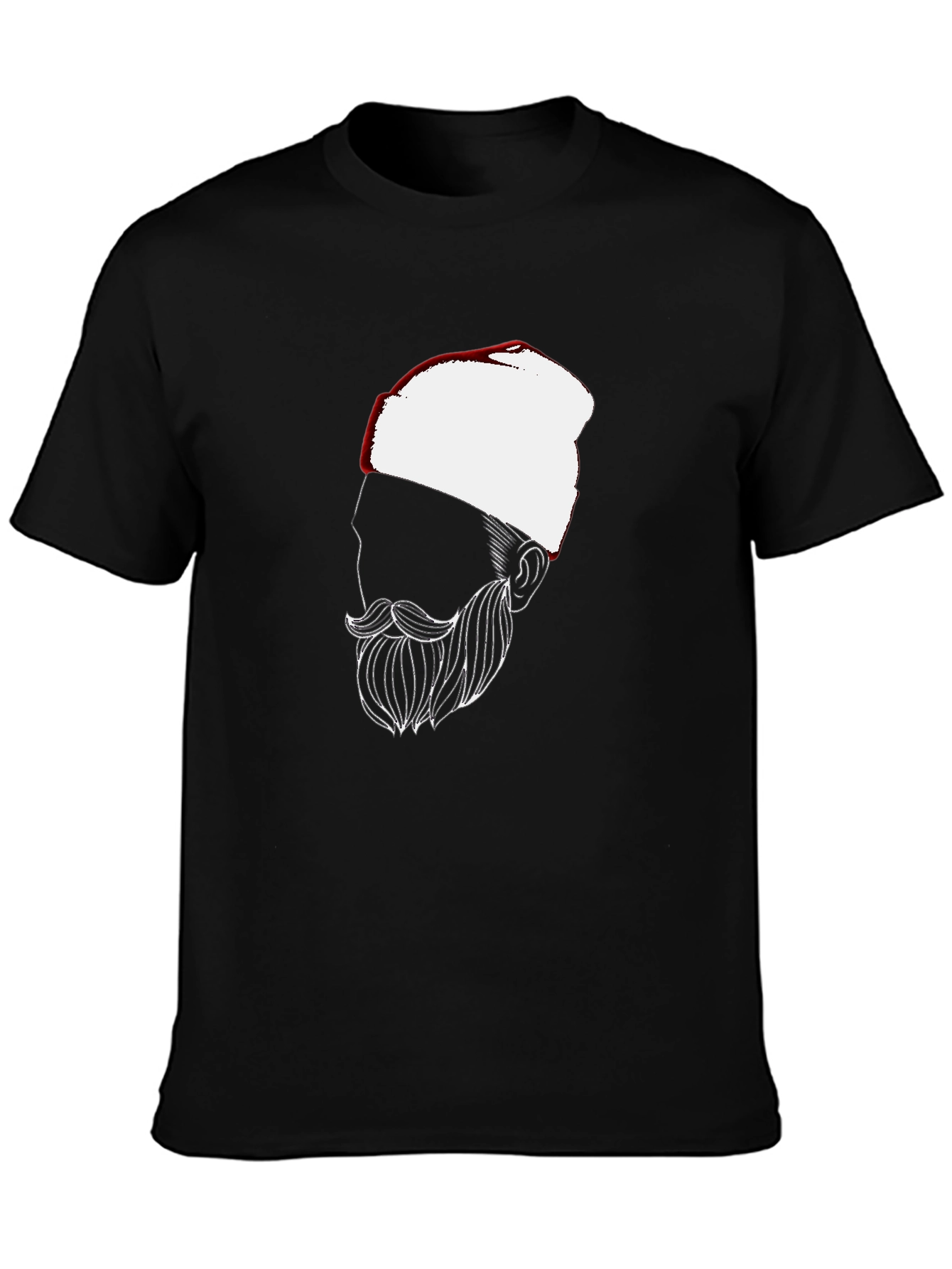 Black Men's Black T-Shirt with Bearded Man Graphic view 3