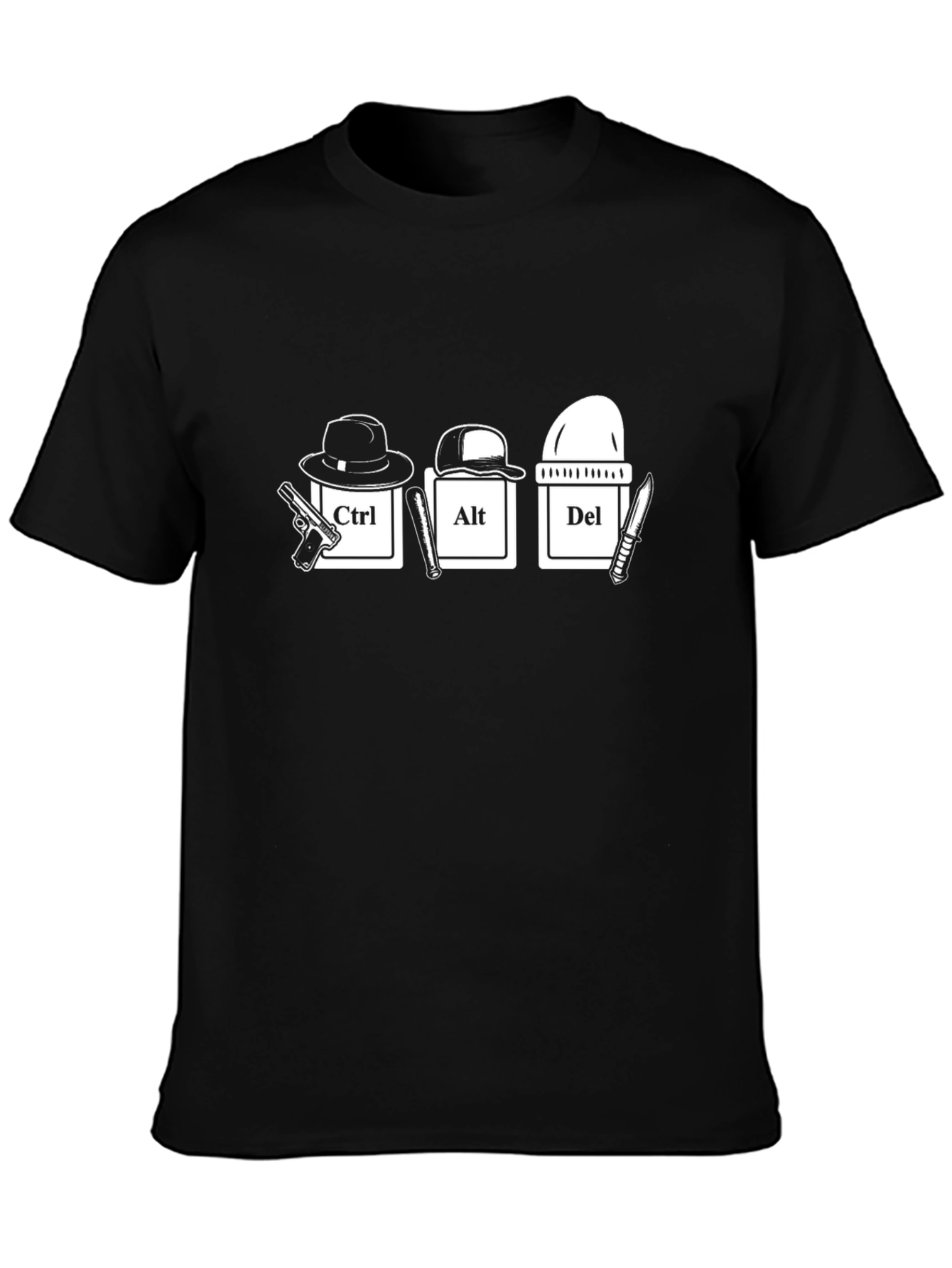 Black Ctrl Alt Del Funny Graphic T-Shirt view 3
