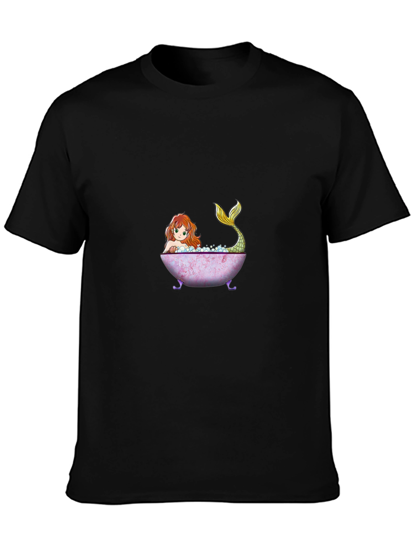 Black Mermaid Bathtub Graphic T-Shirt view 3