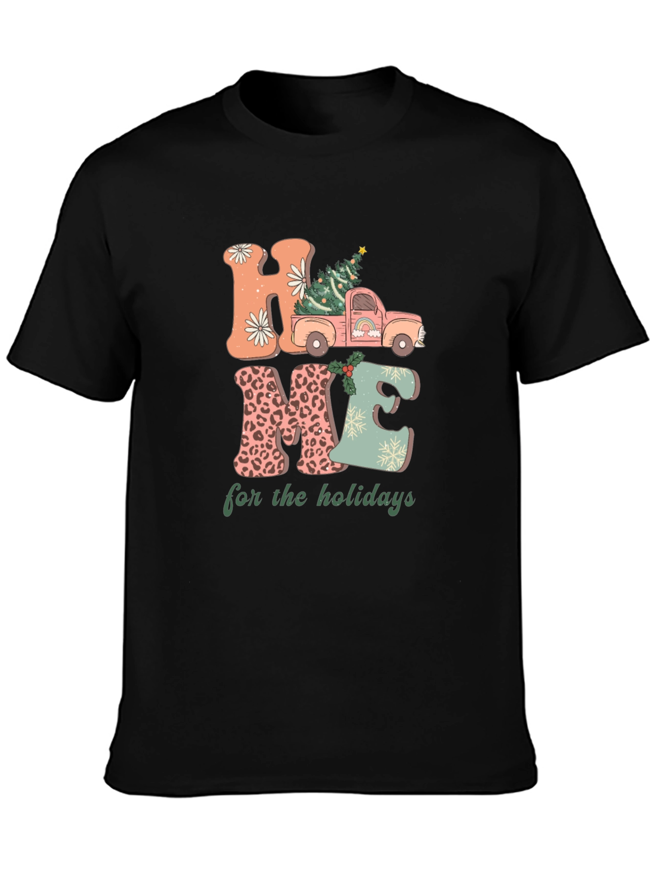 Black Home for the Holidays Graphic Tee view 3