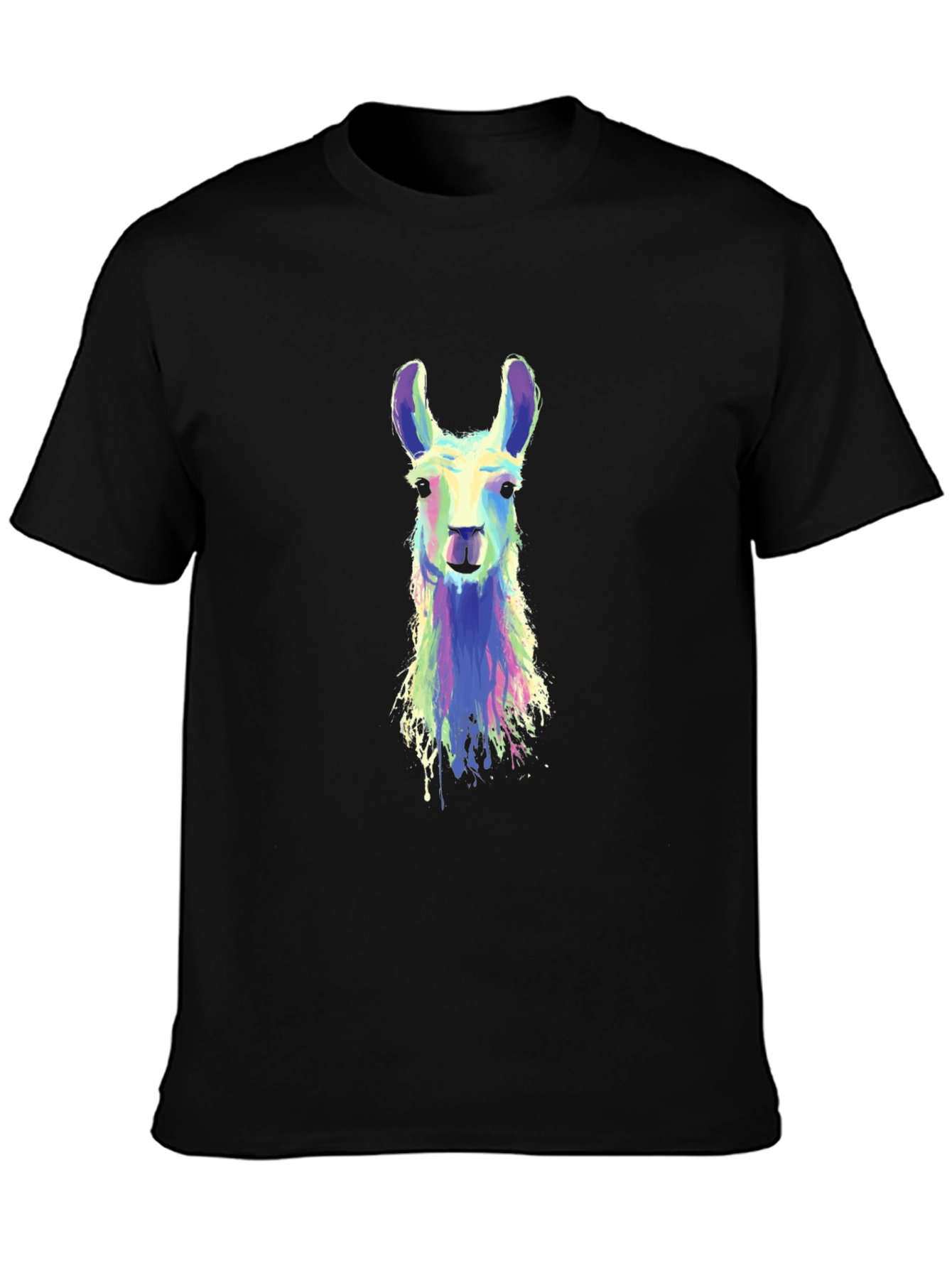 Black Llama Art Graphic Tee - Cool Animal Shirt view 3