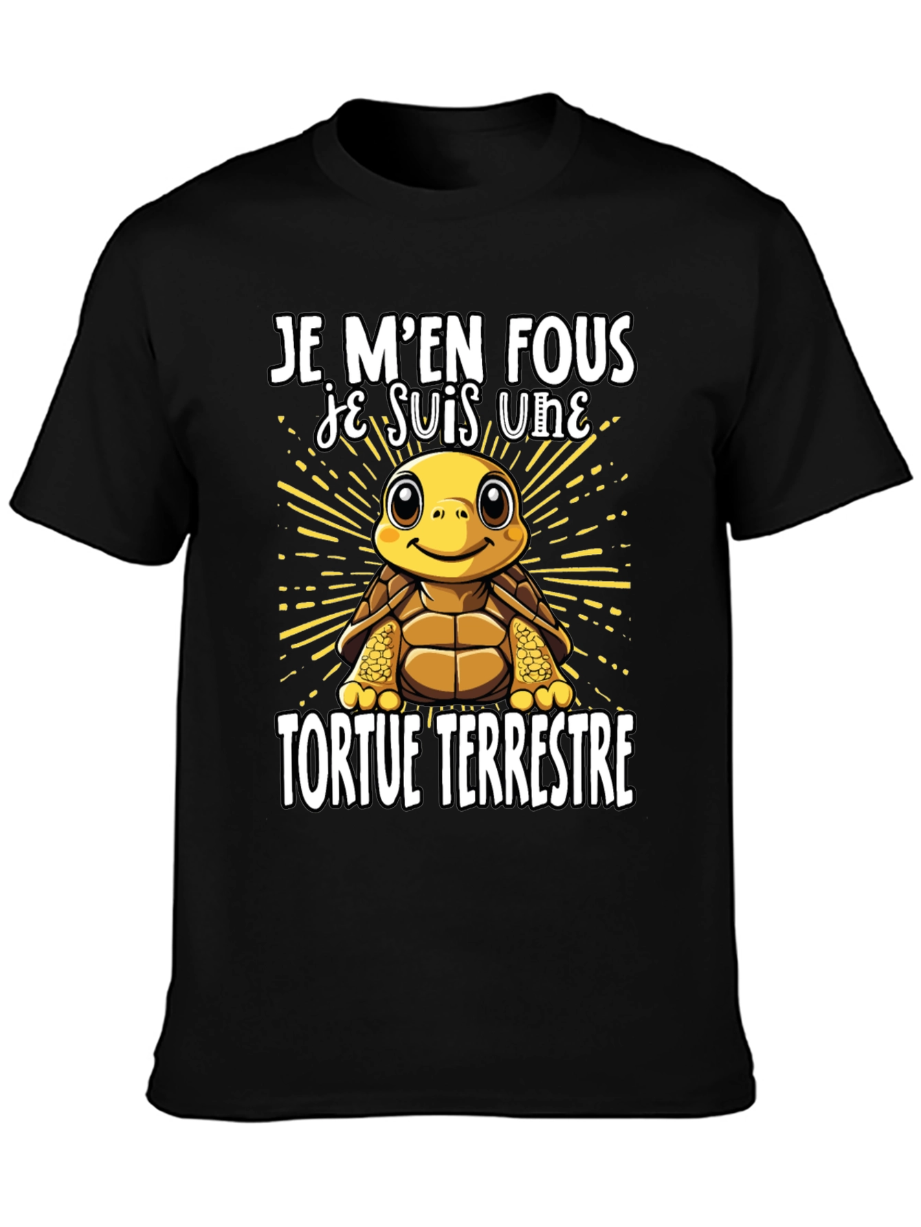 Black Funny French Turtle T-Shirt - Je M'en Fous view 3