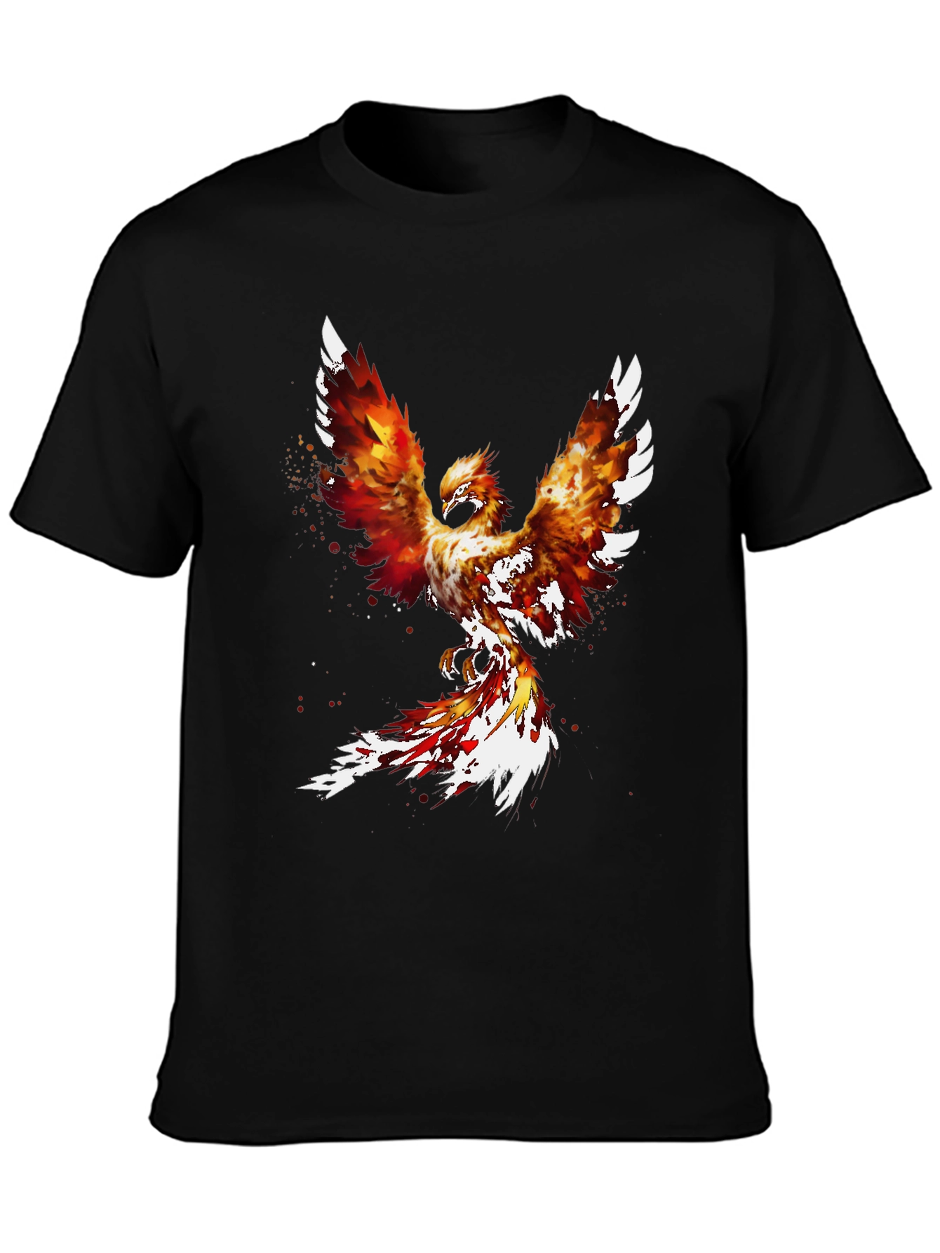 Black Fiery Phoenix Graphic Tee - Black Cotton Blend view 3