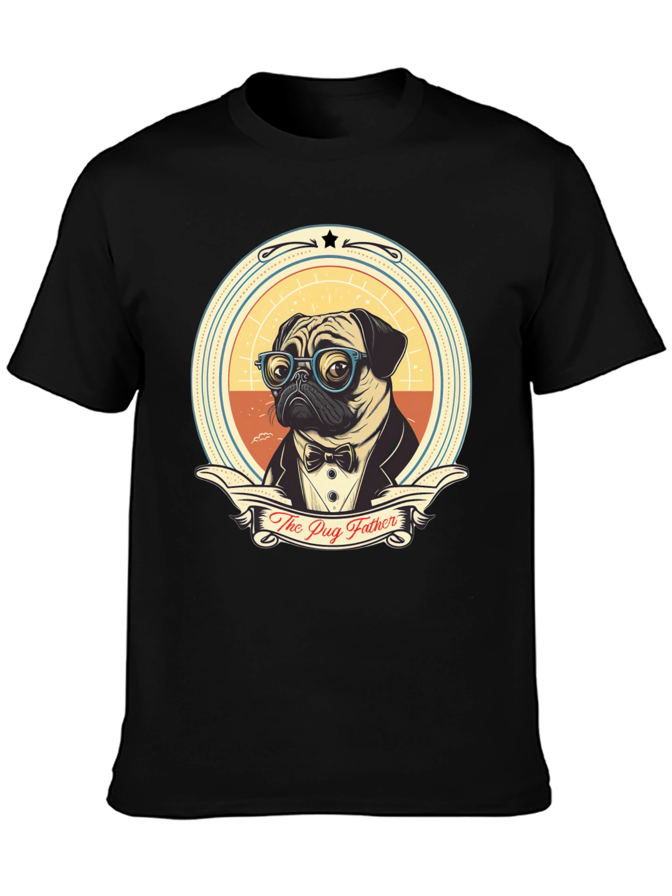 Black The Pug Father T-Shirt - Dog Dad Tee view 3