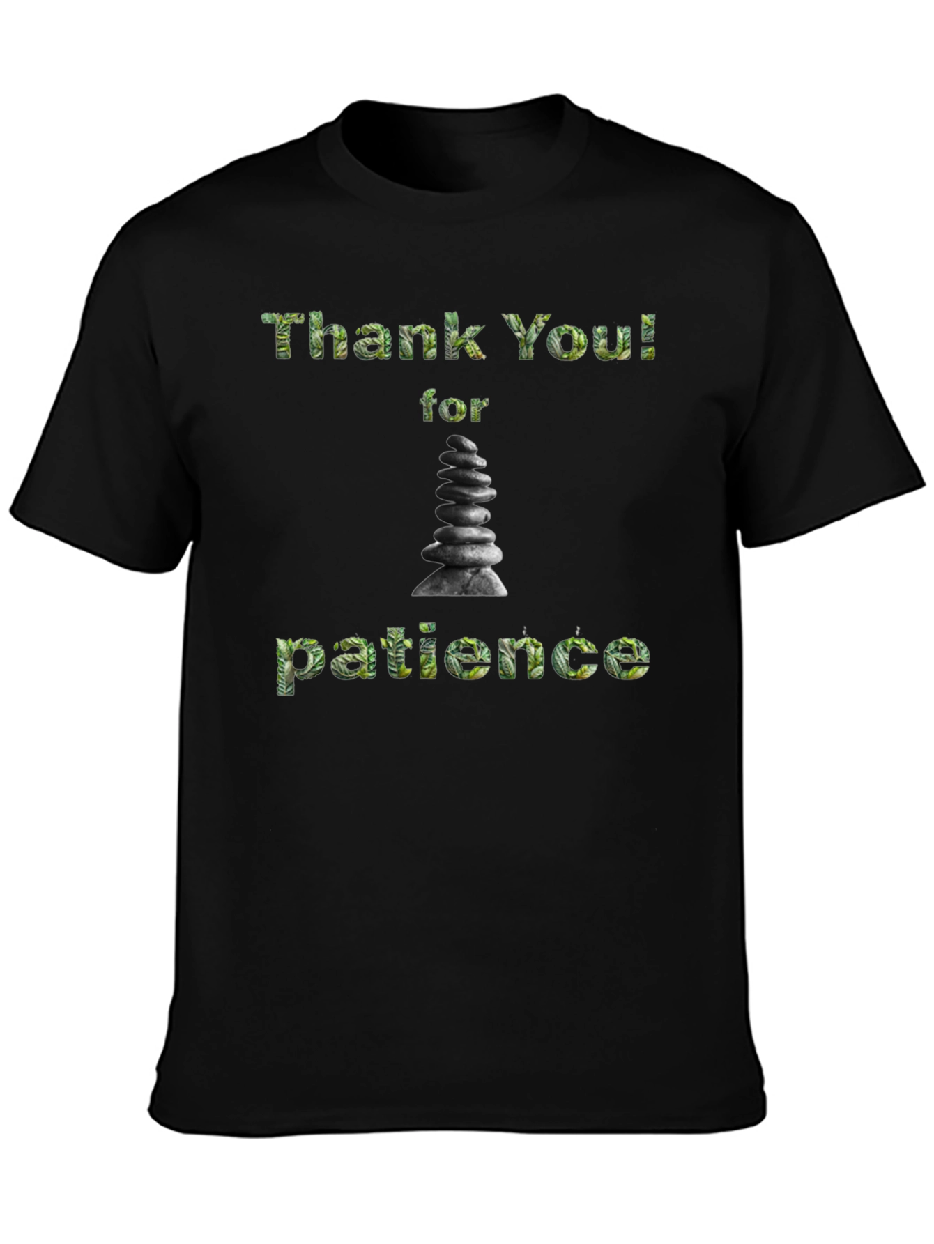 Black Thank You for Patience Zen Stone T-Shirt view 3
