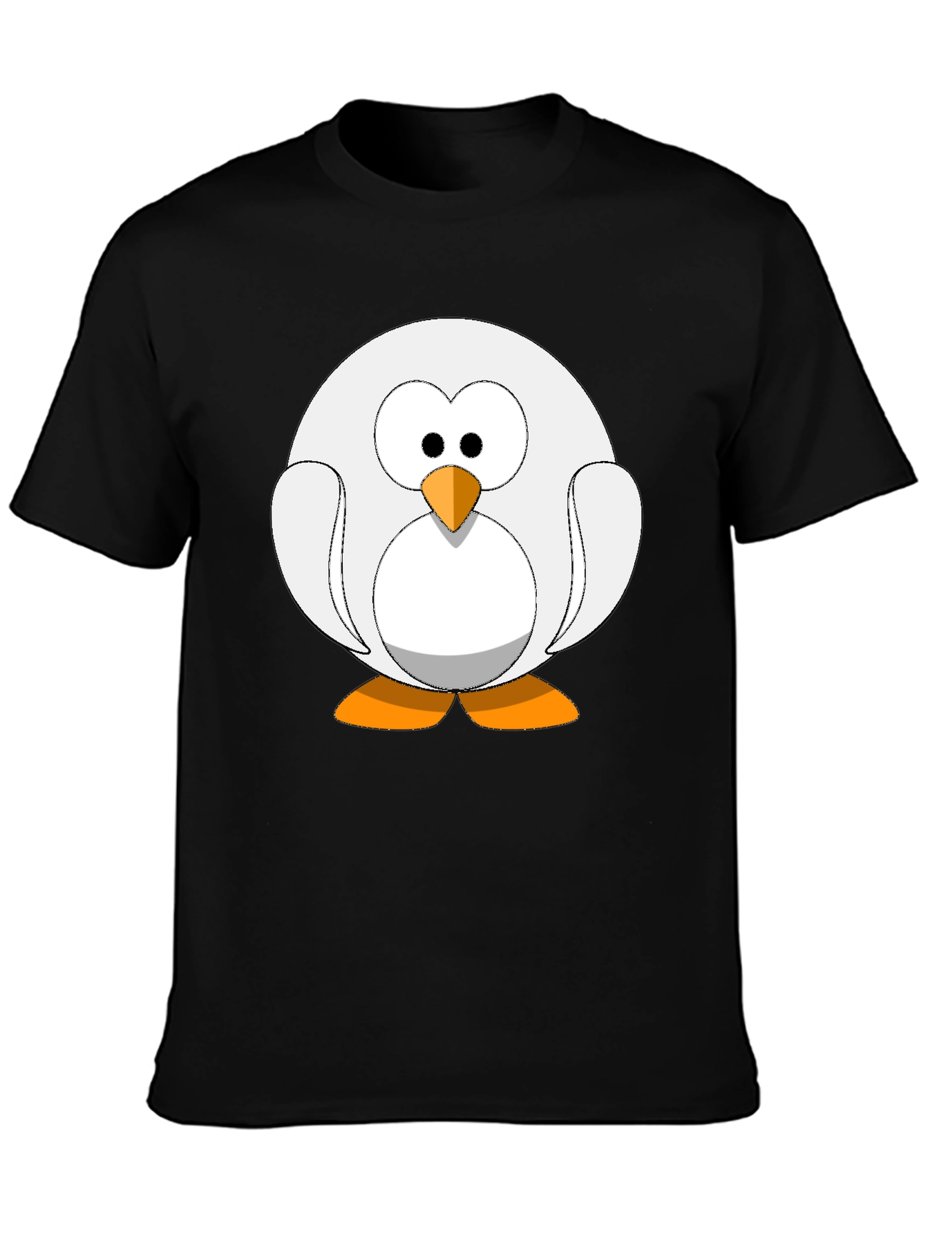 Black Cartoon Penguin Graphic Tee - Black Cotton Blend Shirt view 3