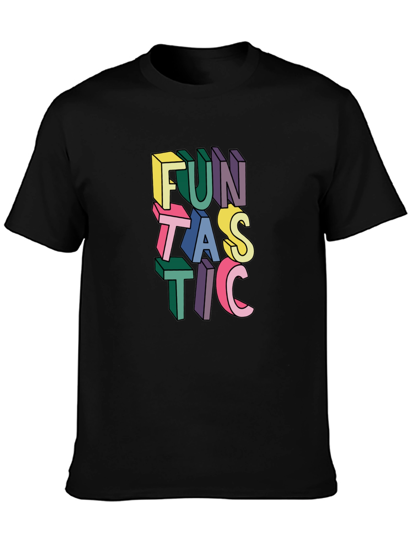Black Fun Tastic Graphic T-Shirt - Bold Colorful Design view 3