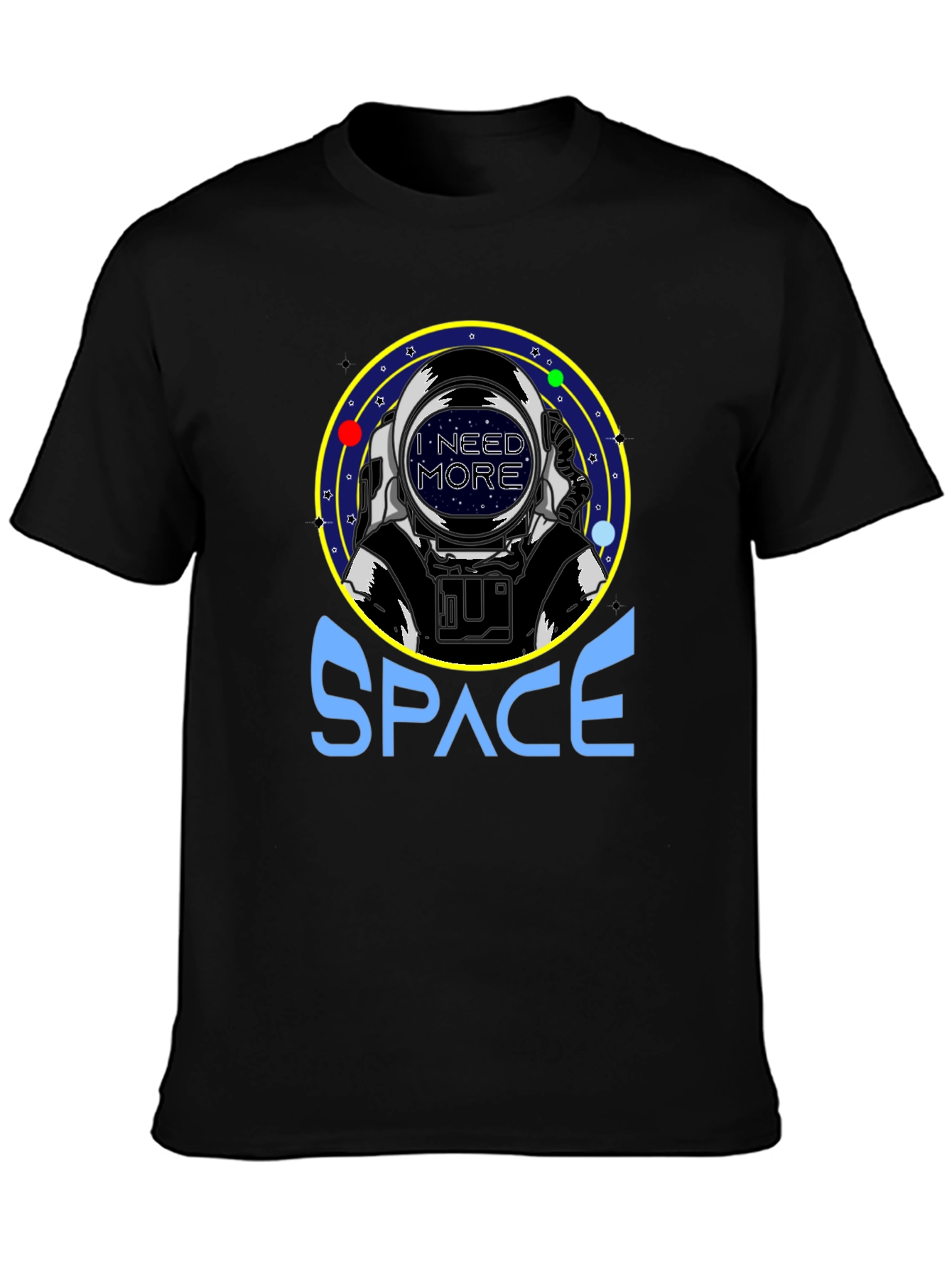 Black I Need More Space T-Shirt - Astronaut Graphic Tee view 3