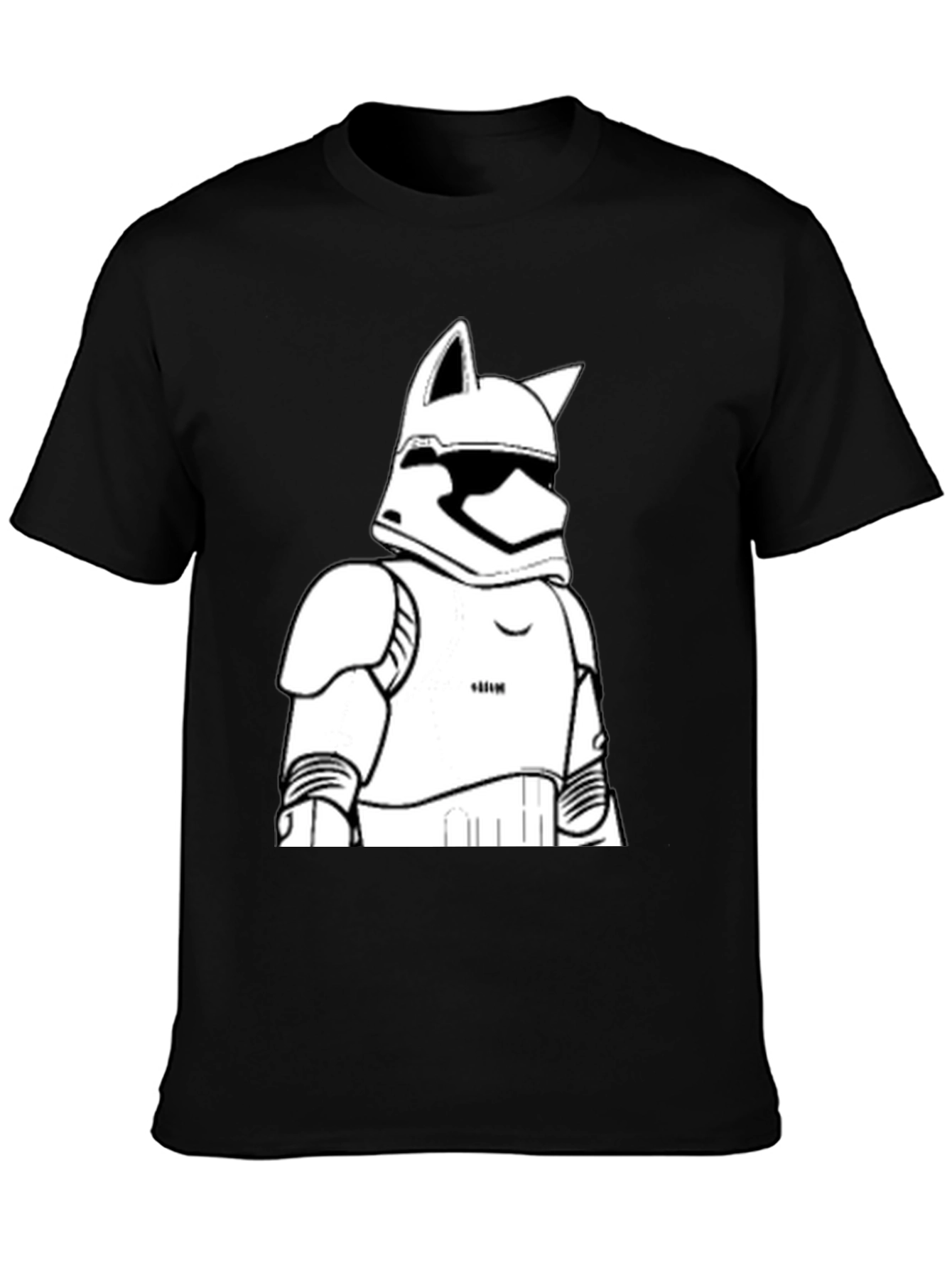 Black Stormtrooper Cat T-Shirt - Black, Graphic Tee view 3