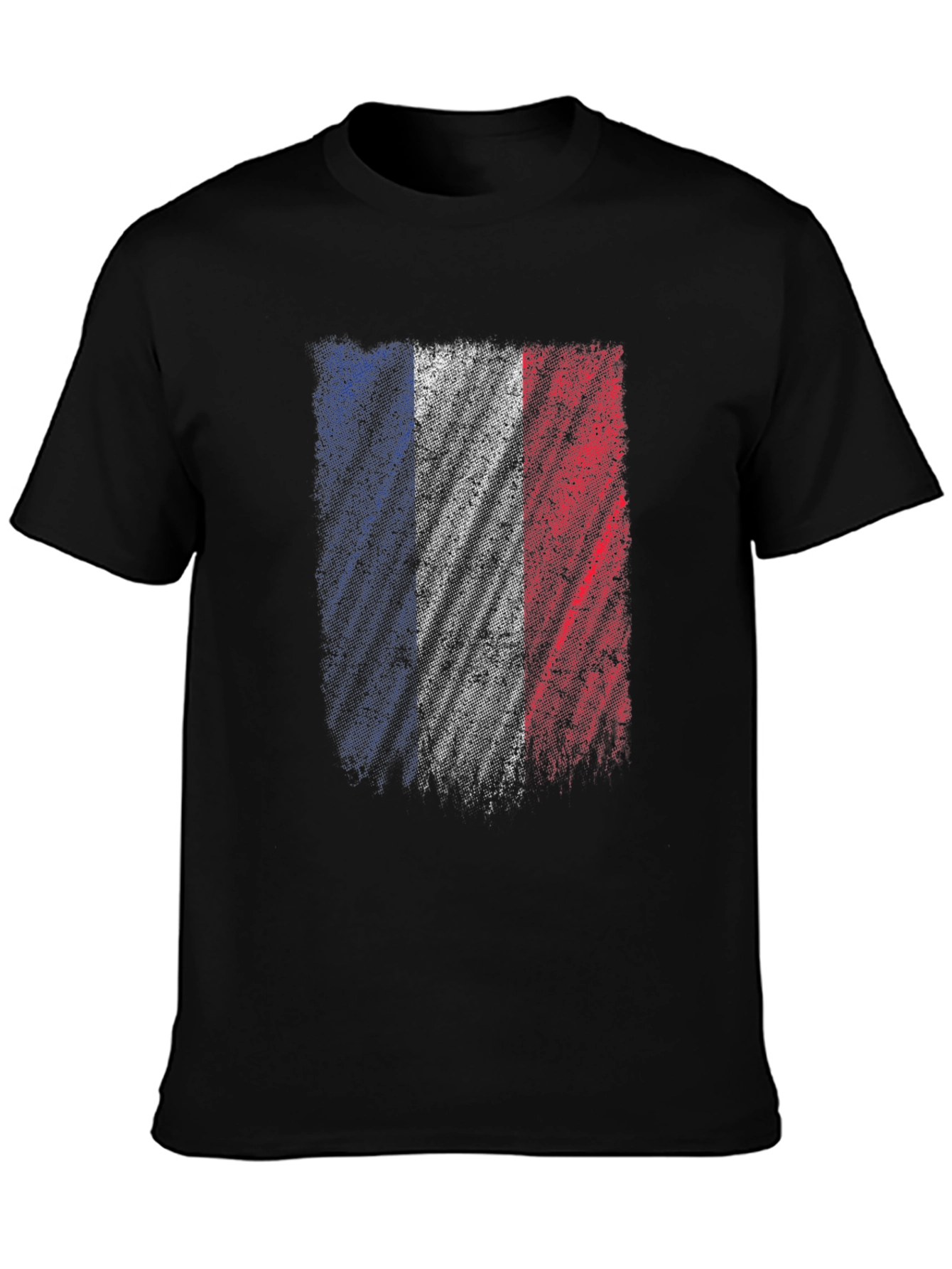 Black France Flag Graphic T-Shirt - Distressed Design view 3