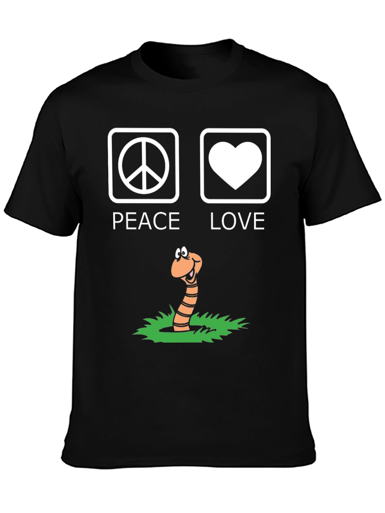 Black Peace Love Worm Black Graphic Tee view 3