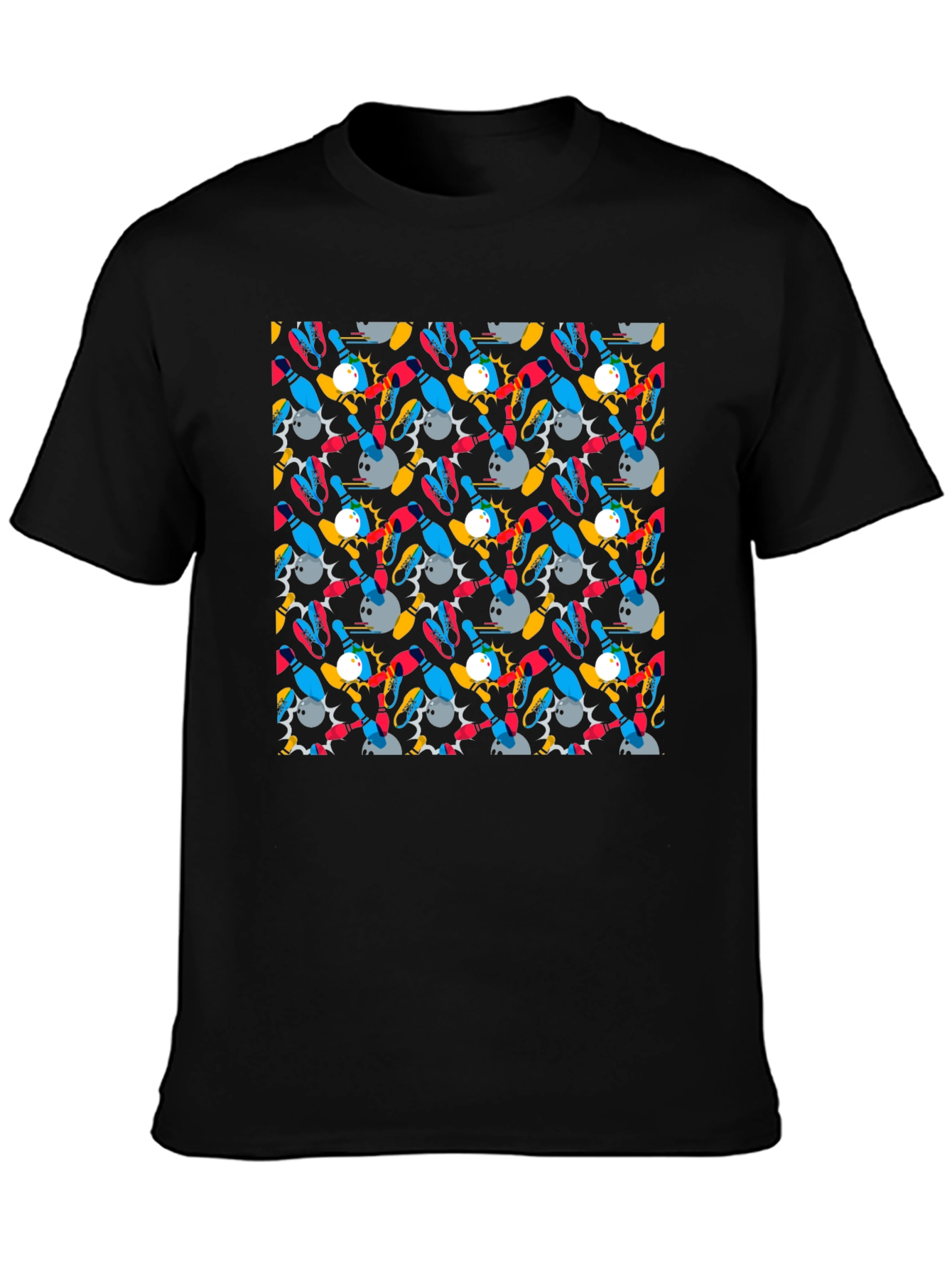 Black Bowling Strike T-Shirt - Funky Pattern Tee view 3