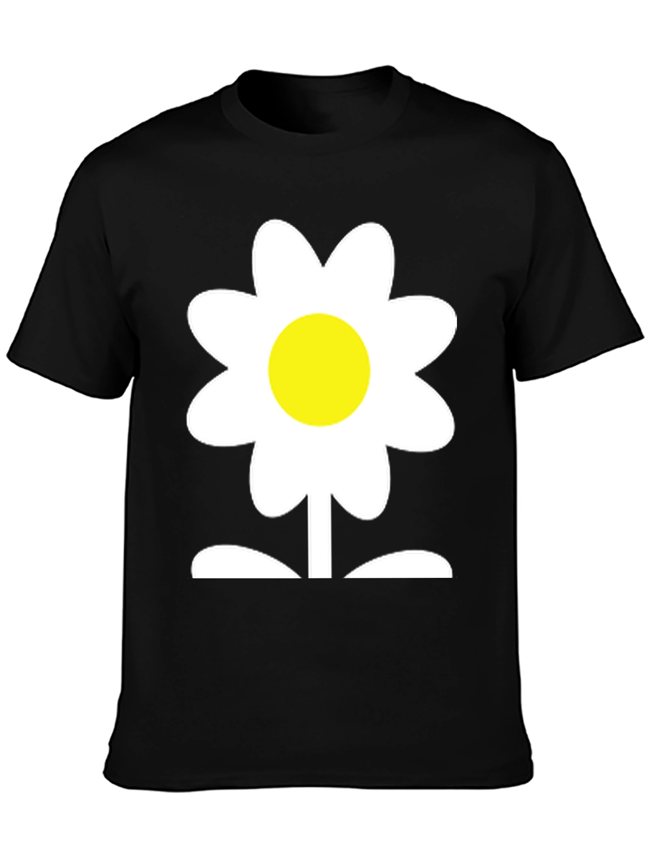 Black Daisy Flower Graphic Tee - Soft Cotton Blend view 3