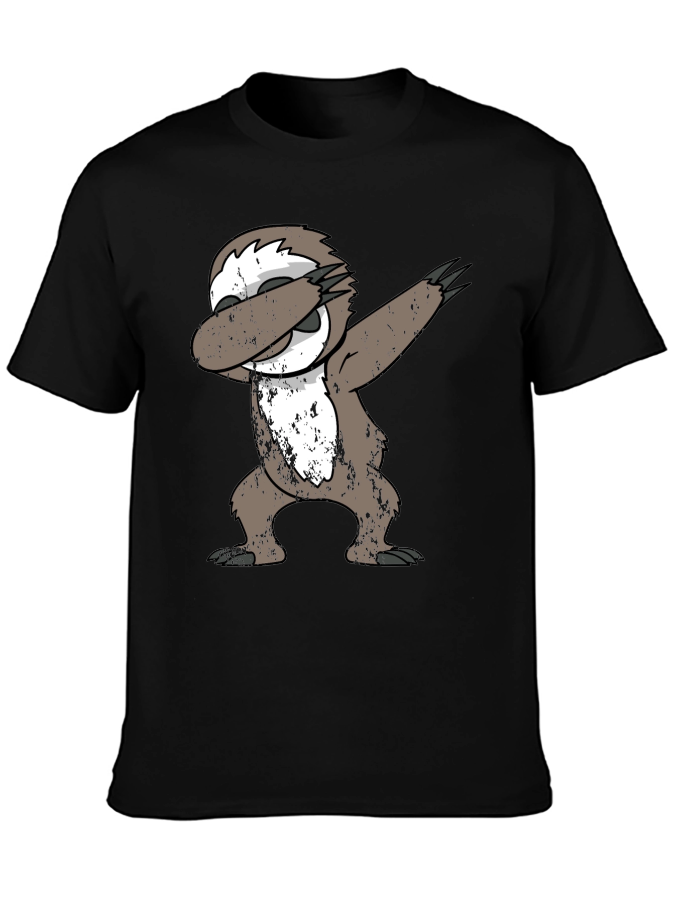 Black Dabbing Sloth Black T-Shirt view 3