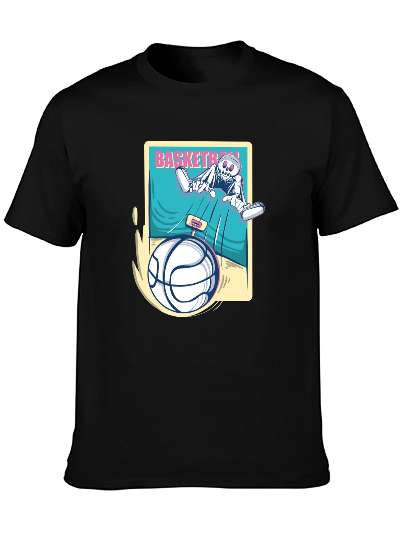 Black Skeleton Basketball Graphic Tee view 3