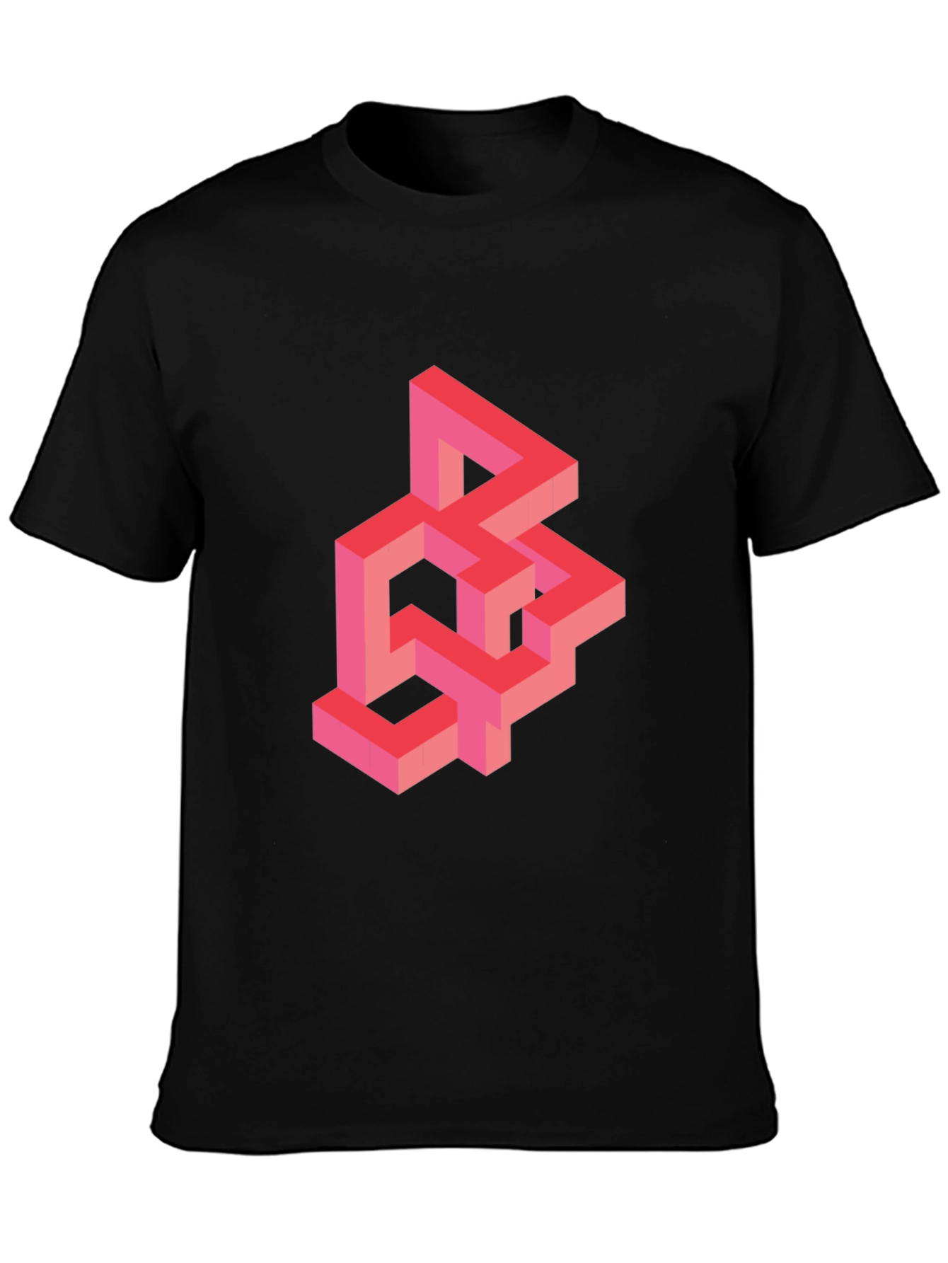 Black Geometric Illusion T-Shirt - Abstract Design view 3