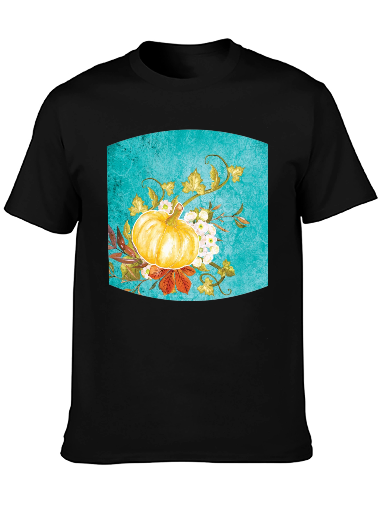 Black Fall Pumpkin Floral Graphic Tee - Black view 3