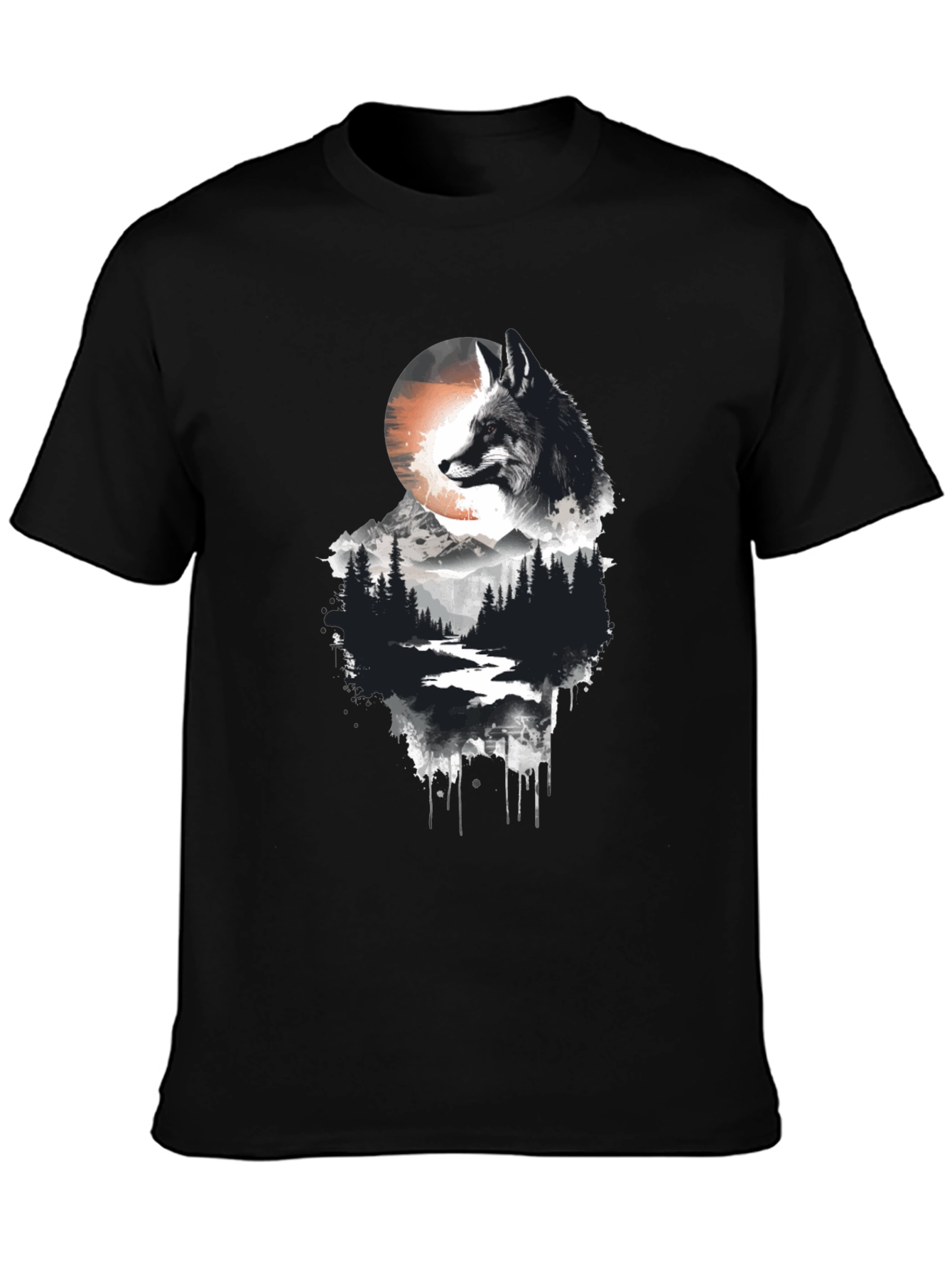 Black Fox Landscape Graphic Tee - Nature Inspired Style view 3