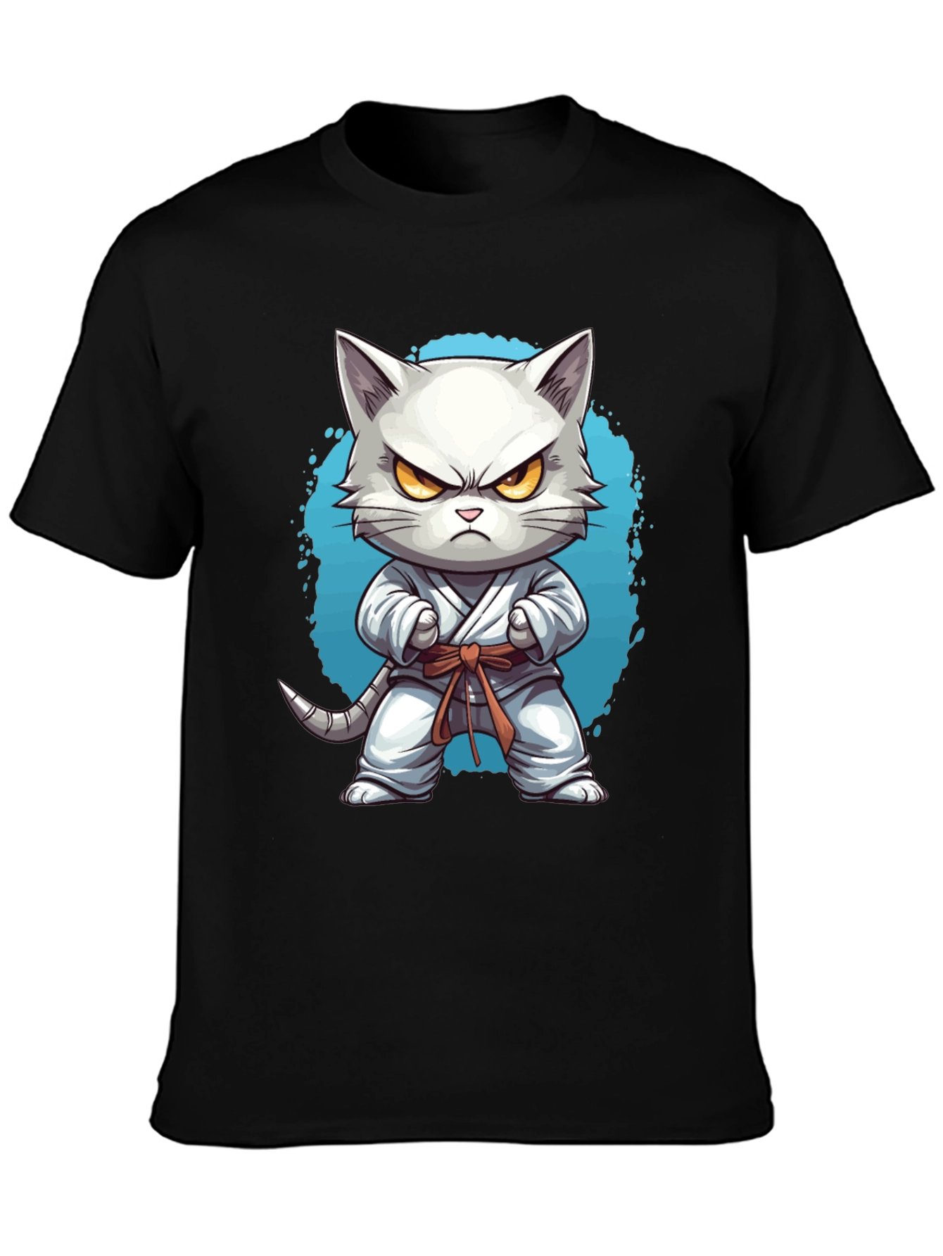 Black Karate Cat T-Shirt - Funny Feline Martial Arts Tee view 3