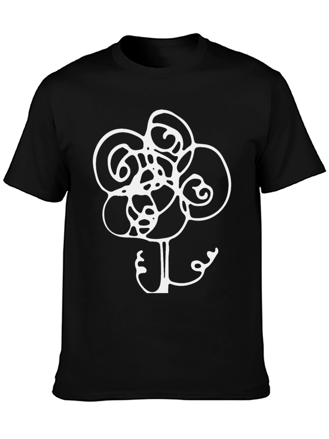 Black Abstract Flower Graphic Tee - Soft Cotton Blend view 3