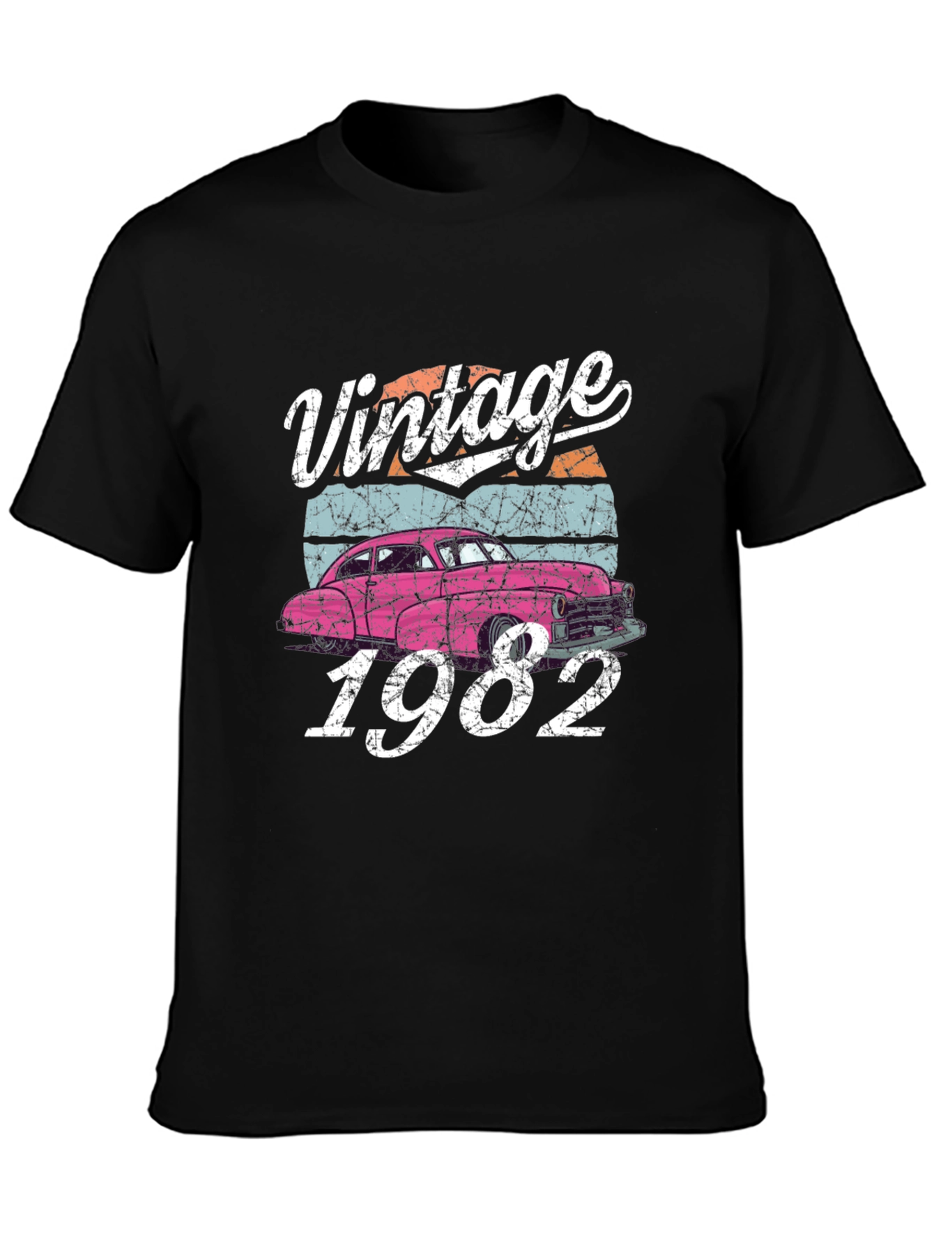 Black Vintage 1982 Car T-Shirt view 3