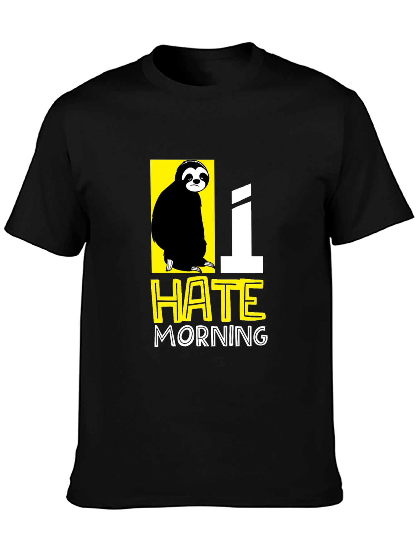 Black I Hate Morning Sloth Graphic T-Shirt view 3