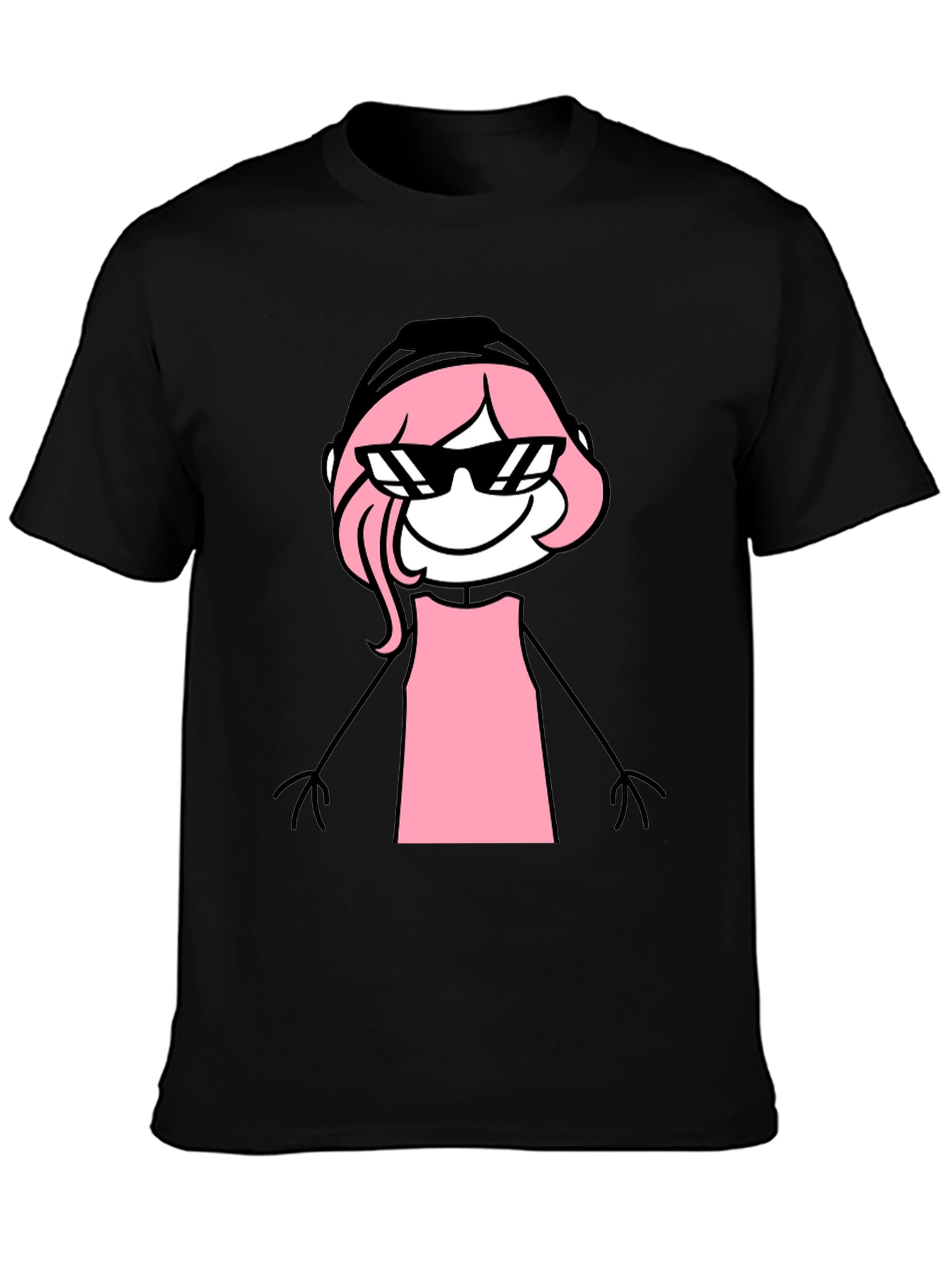 Black Cool Pink Stick Figure Tee view 3