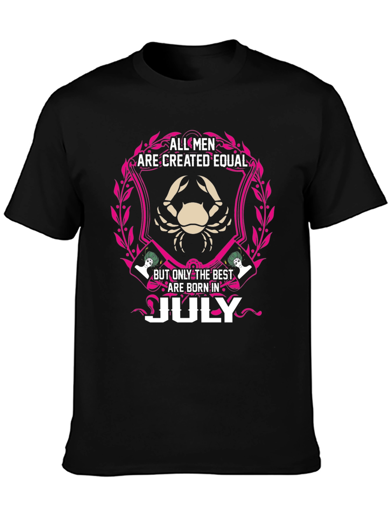 Black All Men Are Created Equal July Birthday T-Shirt view 3