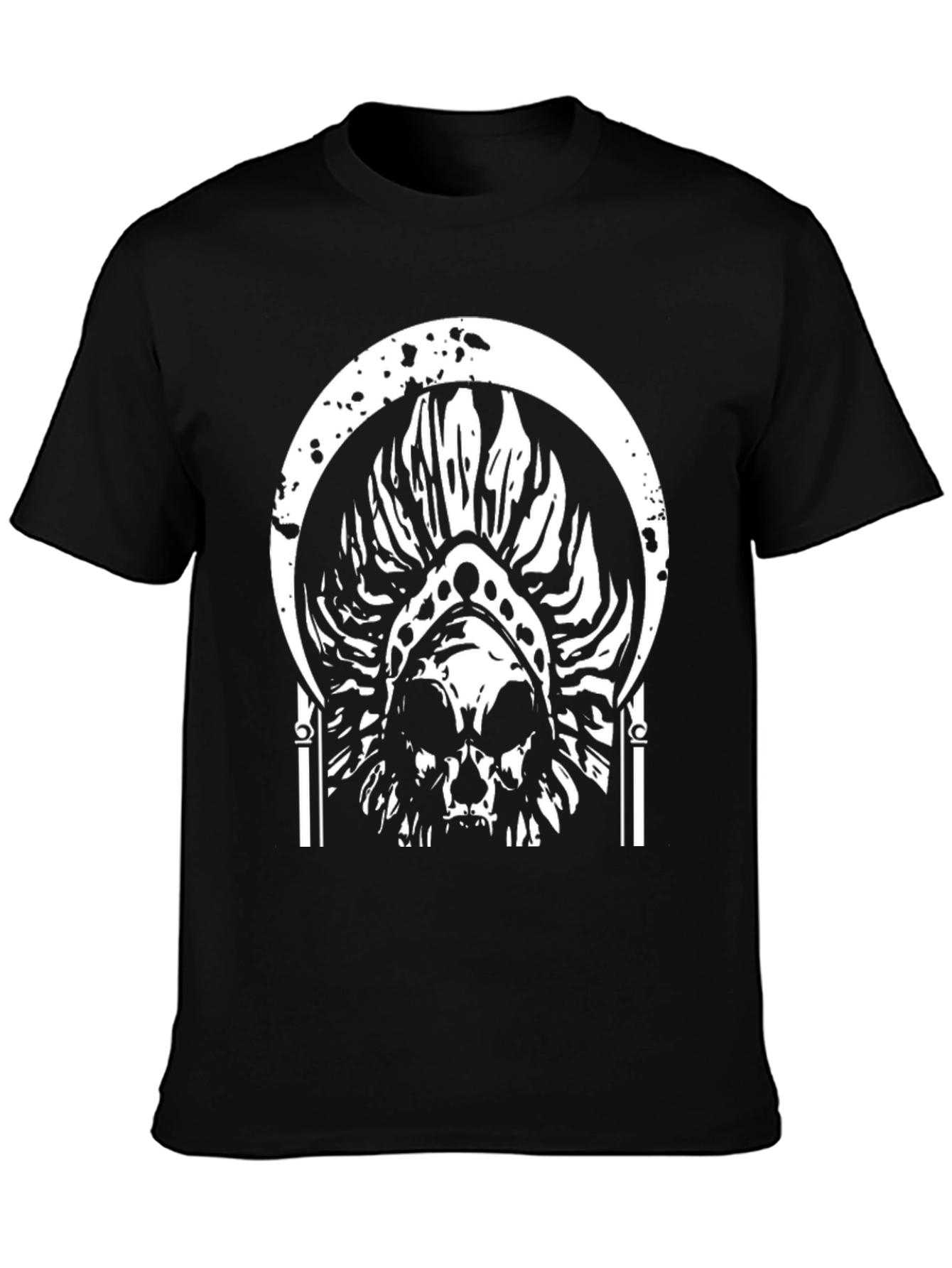 Black Skull Graphic Tee - Black Cotton T-Shirt view 3