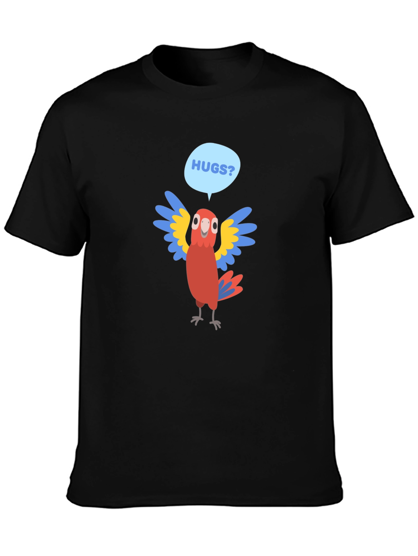 Black Hugs Parrot Graphic T-Shirt - Fun Novelty Tee view 3