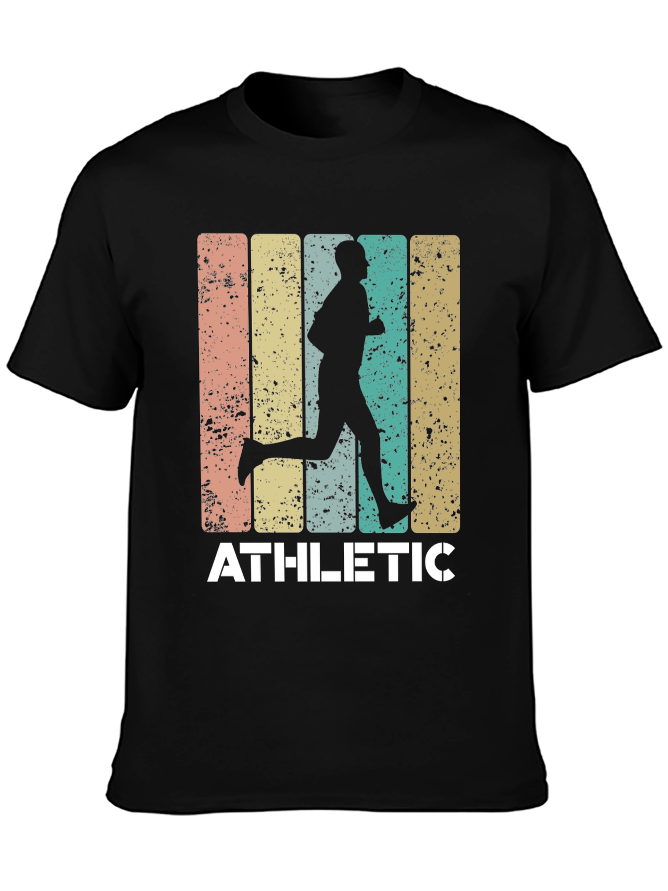 Black Athletic Runner Graphic Tee - Retro Style Black T-Shirt view 3