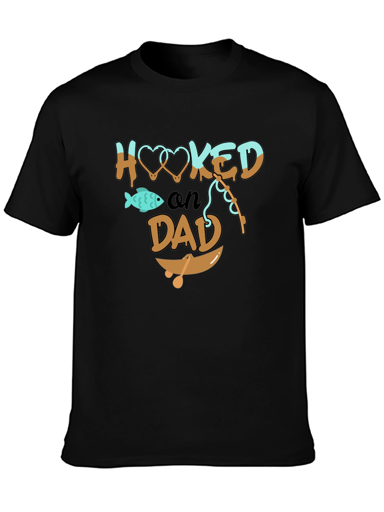 Black Hooked on Dad Graphic T-Shirt view 3
