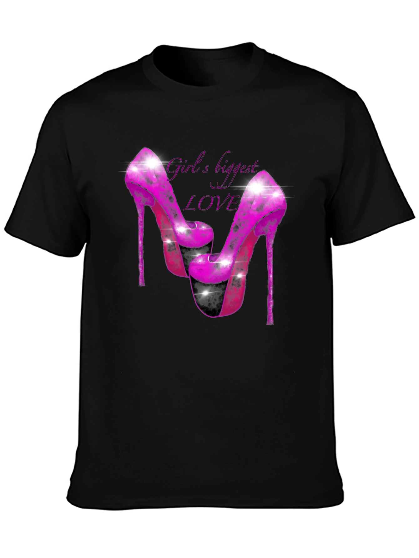 Black Girl's Biggest Love Heels Graphic T-Shirt view 3