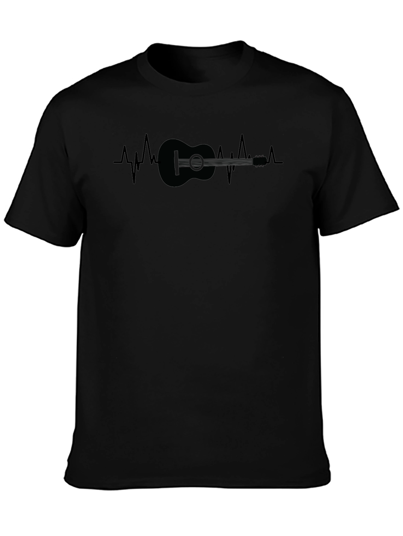 Black Guitar Heartbeat Graphic Tee - Music Lover's Shirt view 3