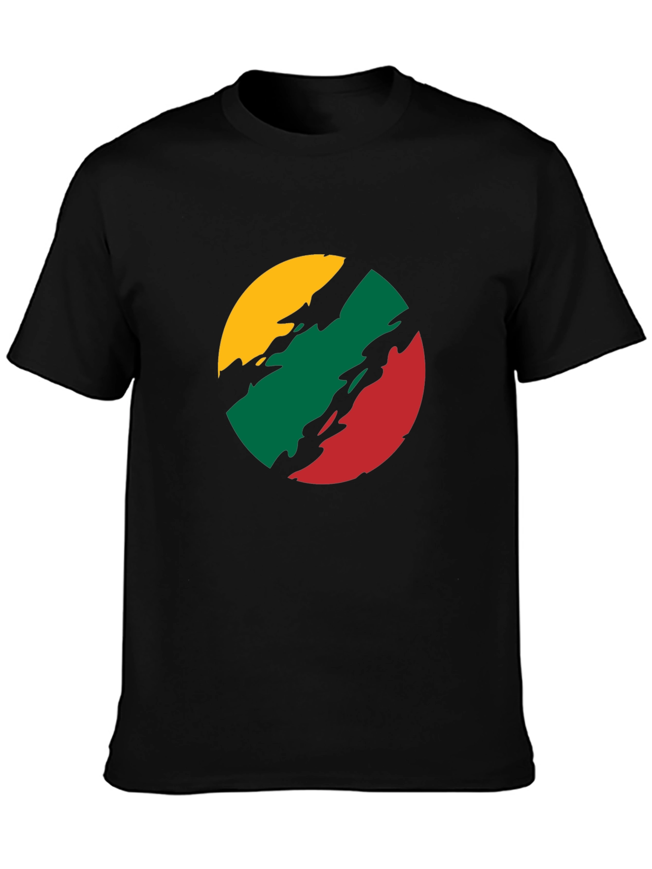 Lithuanian Flag T-Shirt - Black Crew Neck Tee - 3