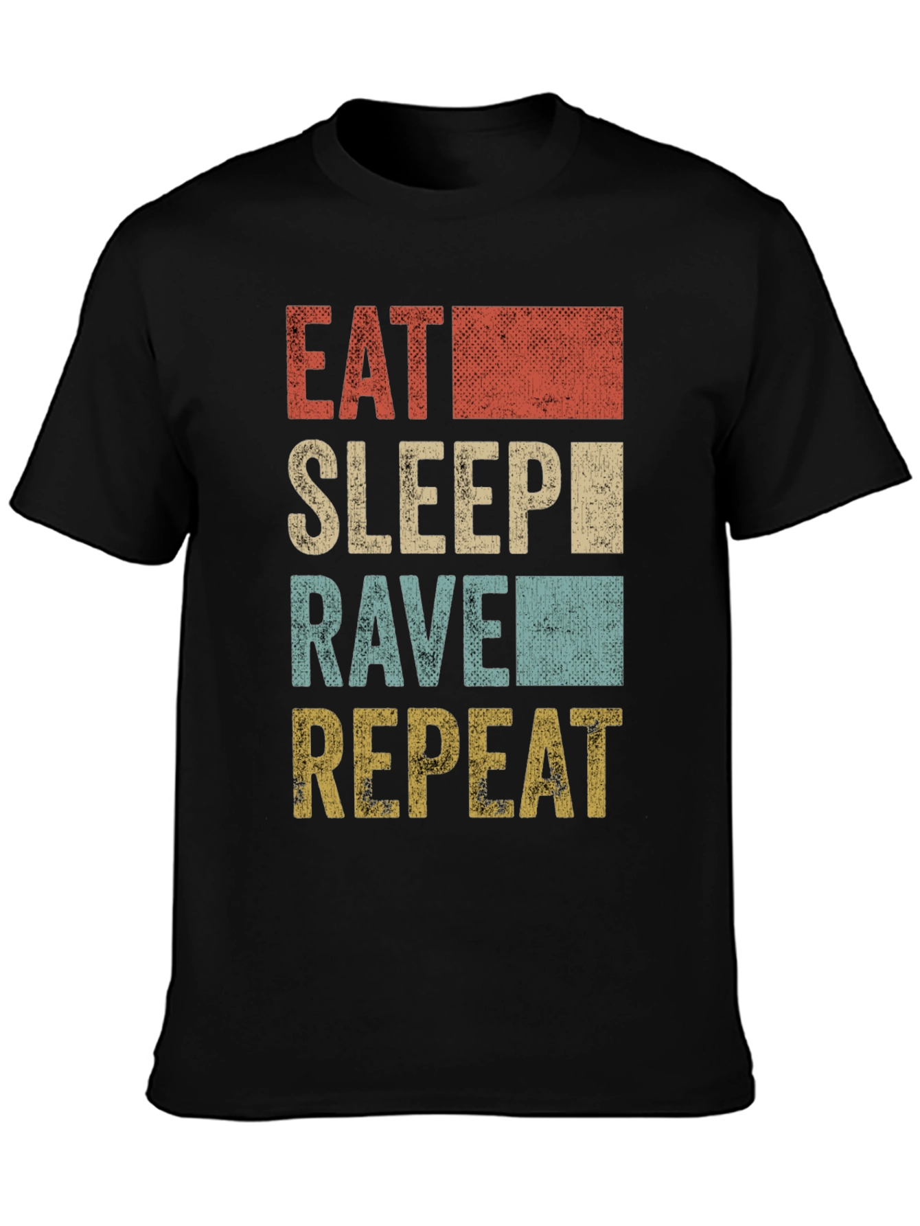Black Eat Sleep Rave Repeat Men's Graphic T-Shirt view 3