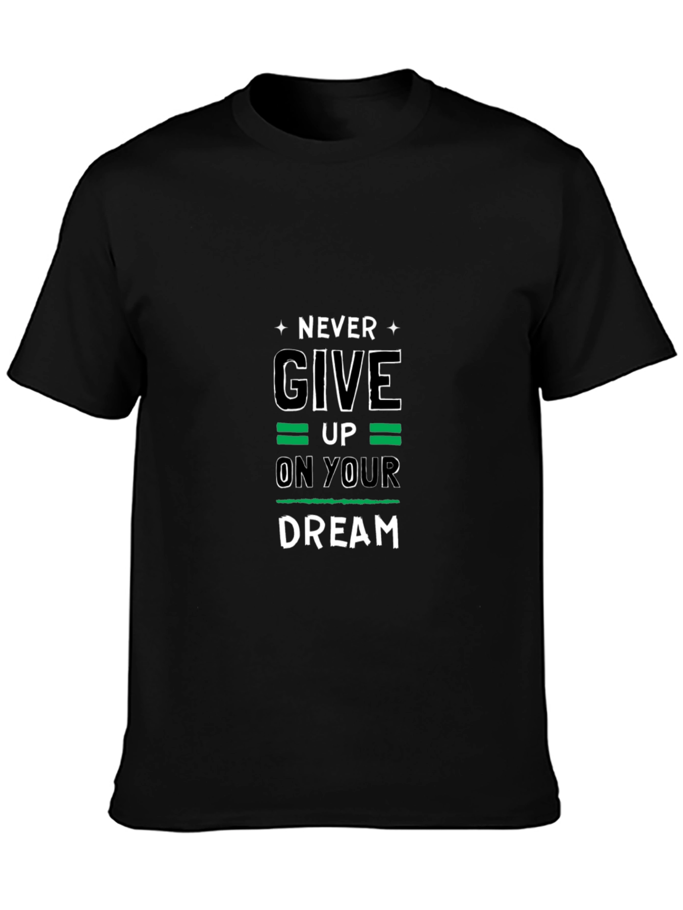 Never Give Up Black Graphic Tee - 3